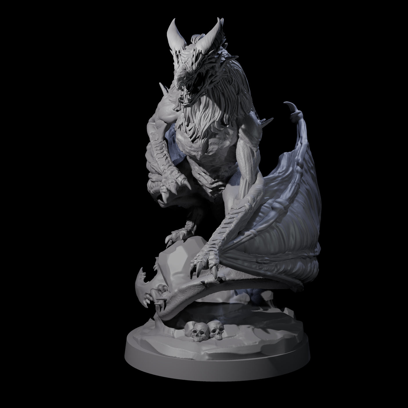 Three Hunched Young Black Dragons Miniature for Dungeons and Dragons, Pathfinder or other TTRPGs