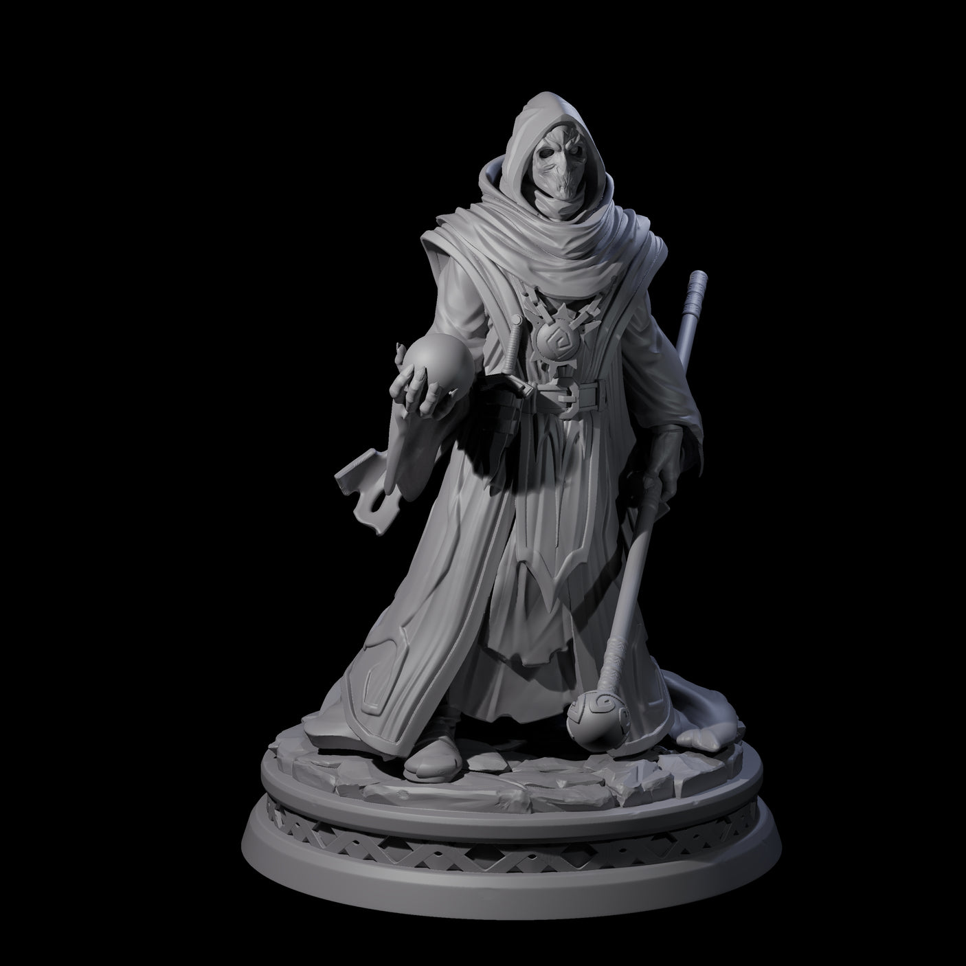 Three Masked Robed Cultists Miniature for Dungeons and Dragons, Pathfinder or other TTRPGs