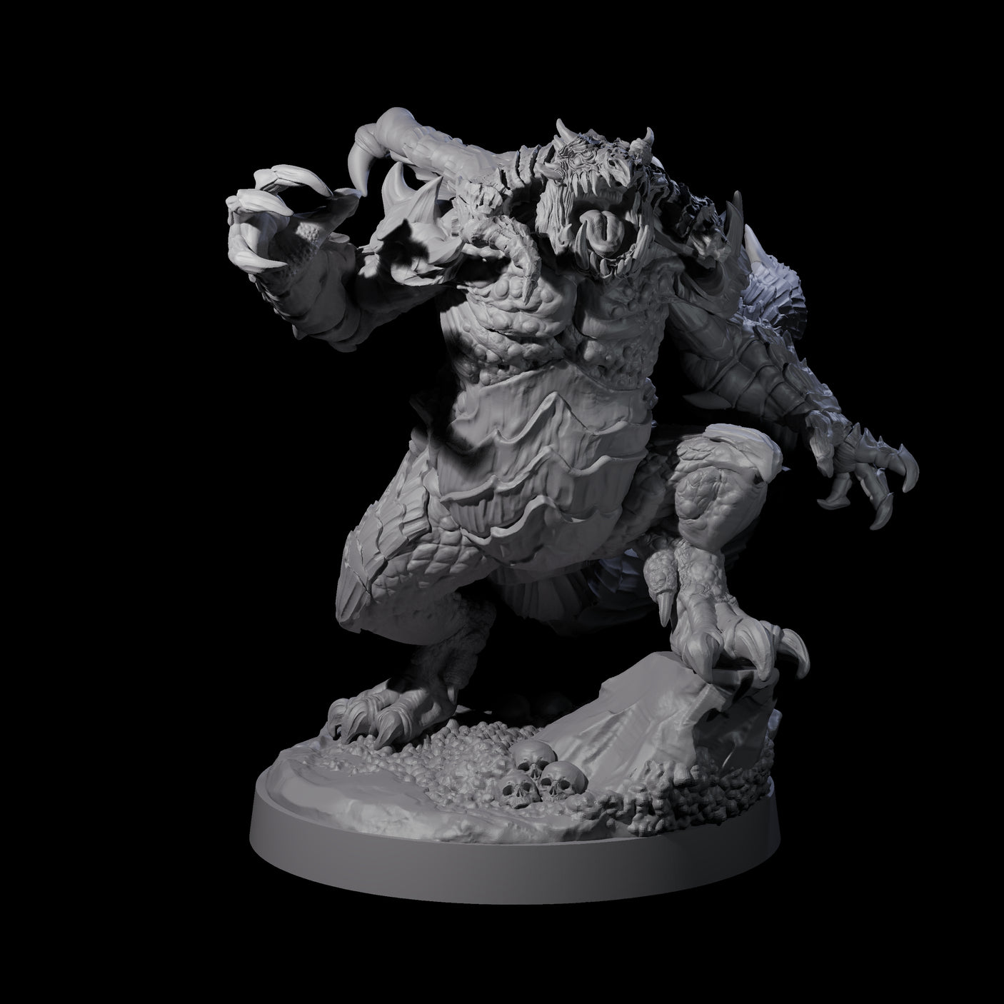 Three Massive Dragon Ogres Miniature for Dungeons and Dragons, Pathfinder or other TTRPGs