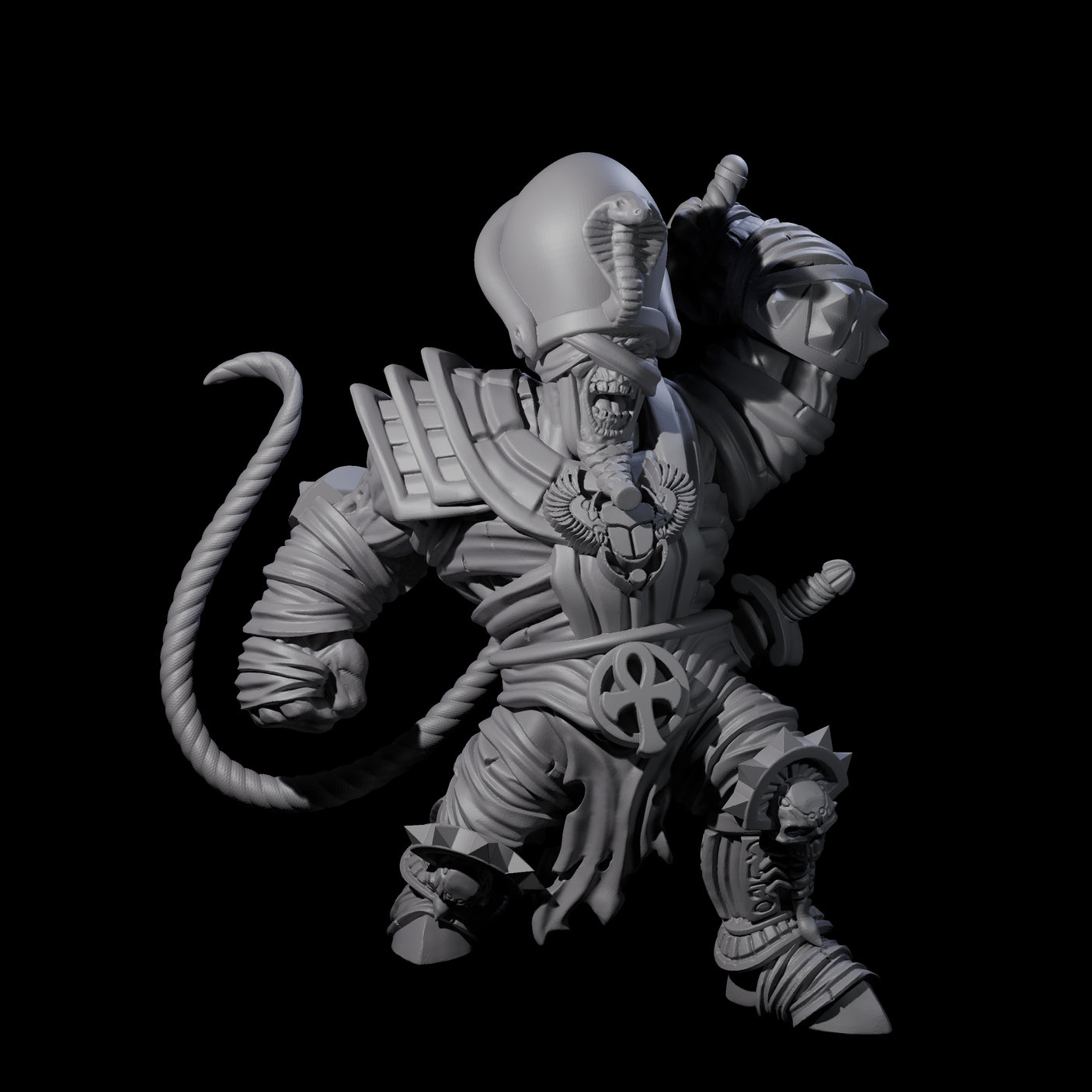 Three Mega Mummys Miniature for Dungeons and Dragons, Pathfinder or other TTRPGs