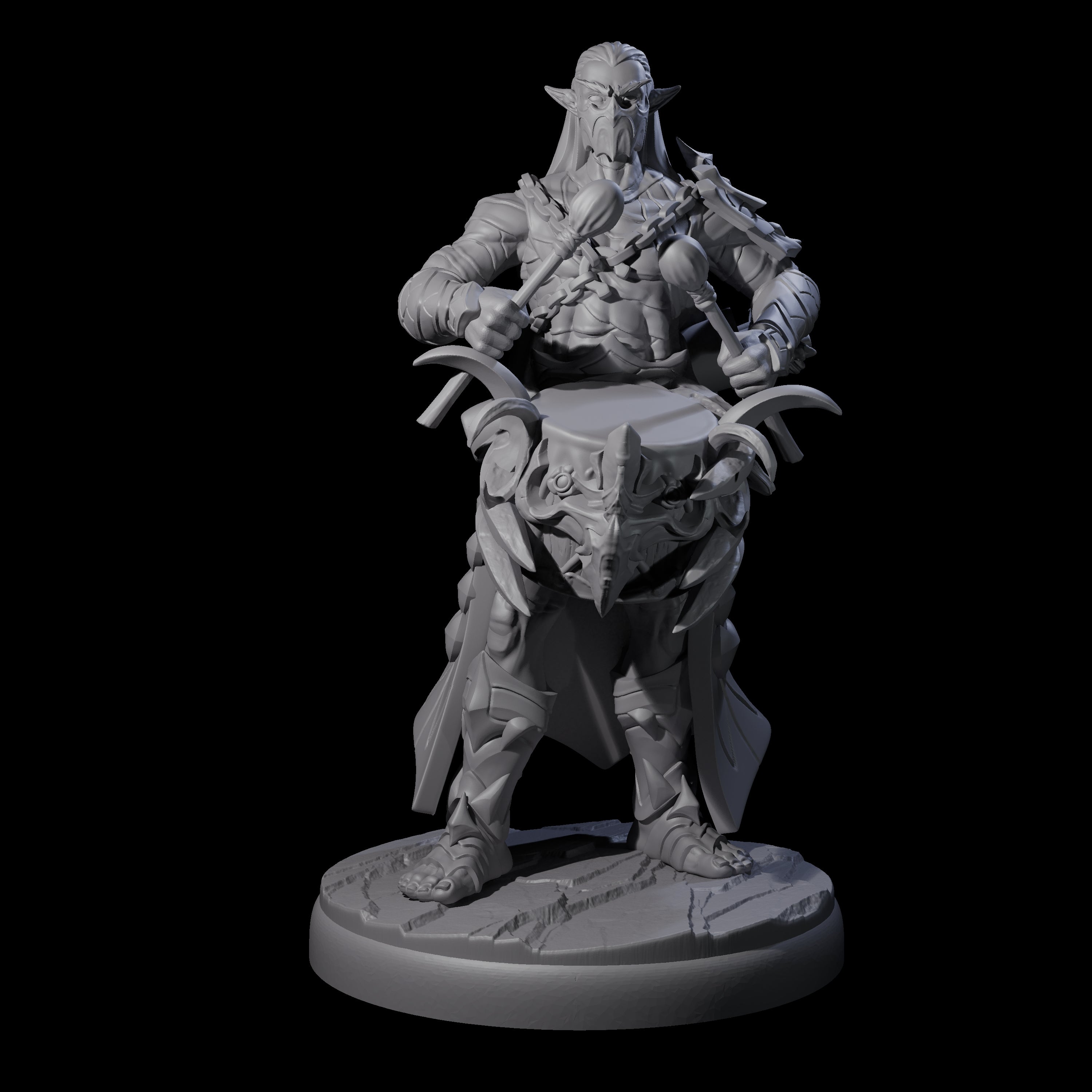 Three Rhythmic Dark Elf Drummers Miniature for Dungeons and Dragons, Pathfinder or other TTRPGs