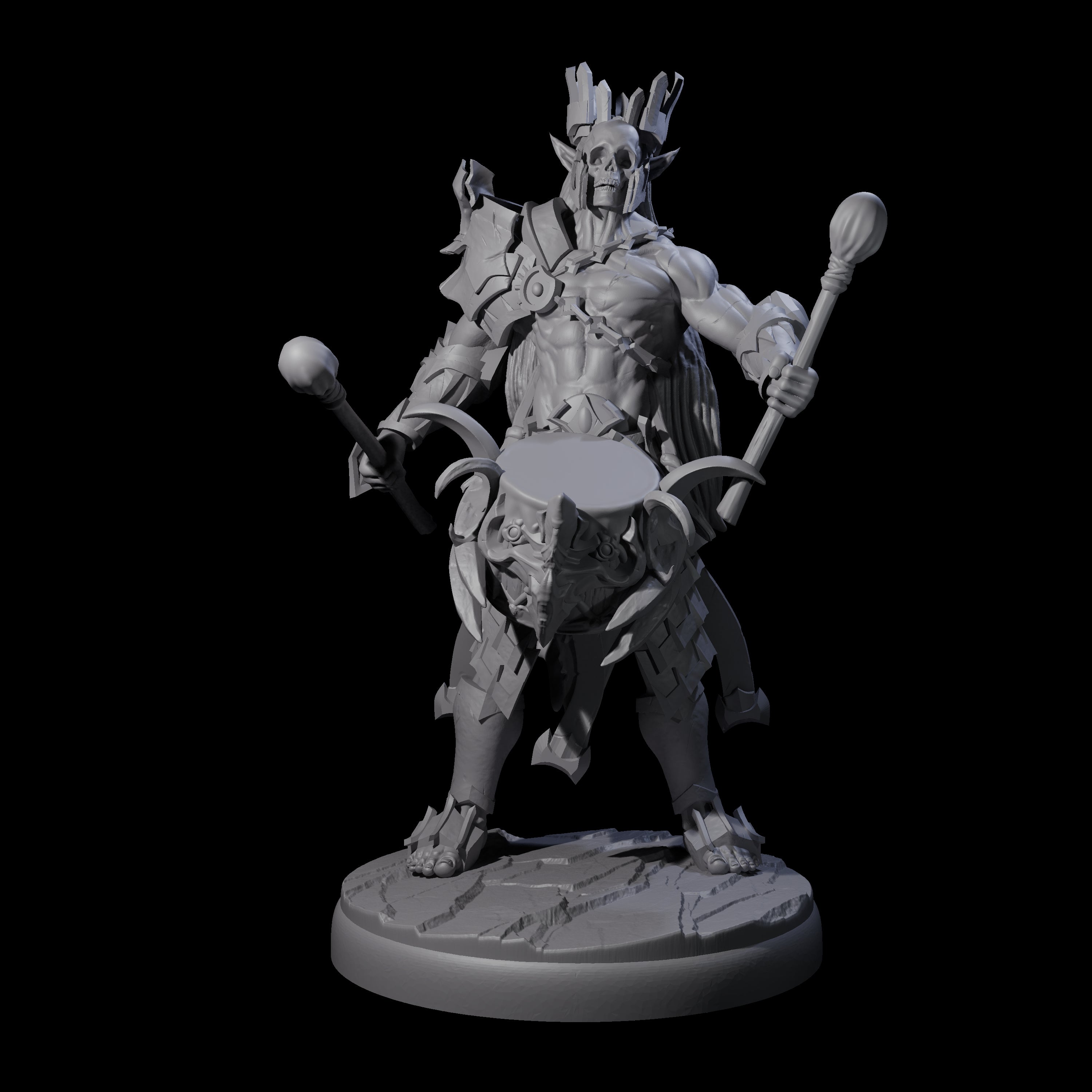 Three Rhythmic Dark Elf Drummers Miniature for Dungeons and Dragons, Pathfinder or other TTRPGs