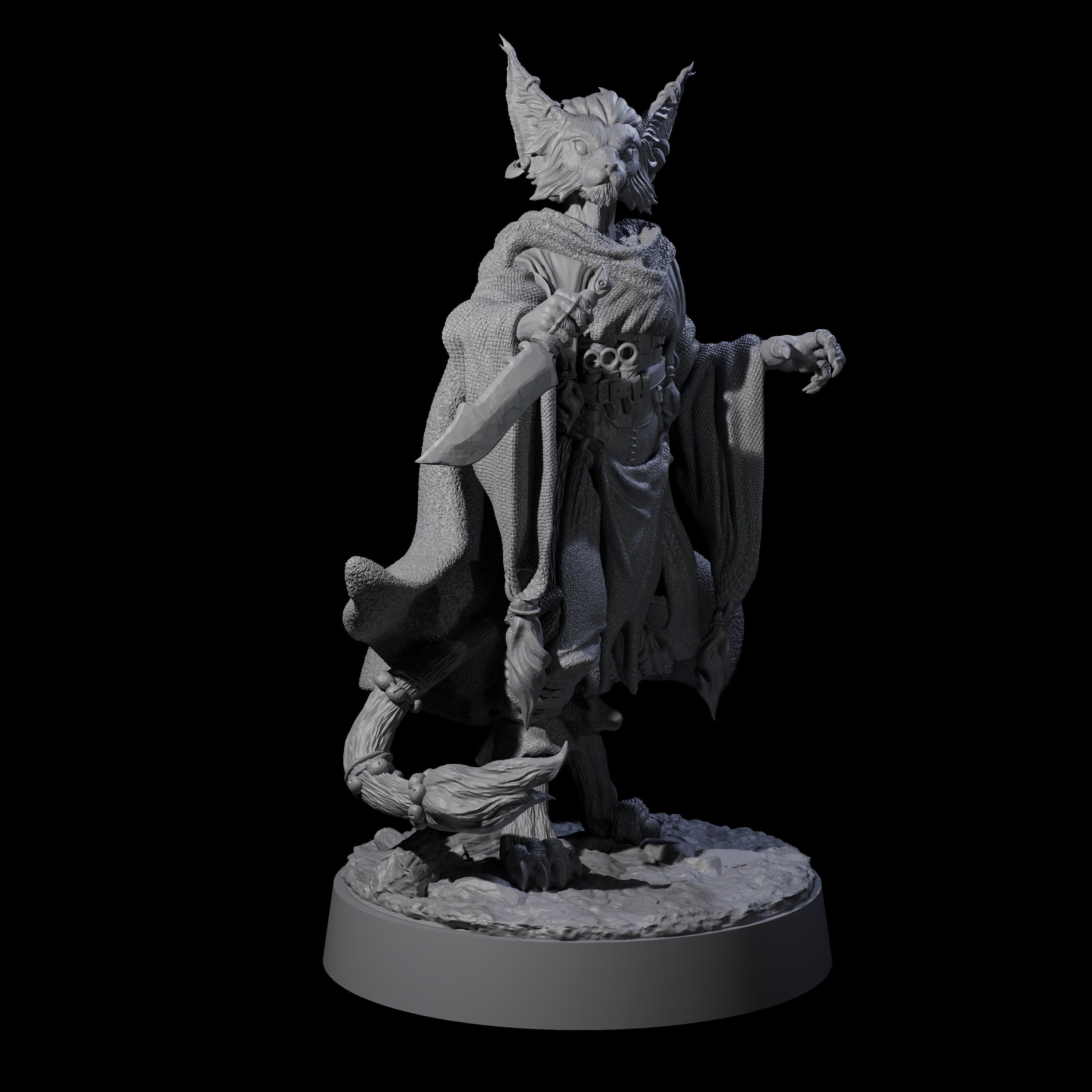 Three Robed Tabaxi Rogues Miniature for Dungeons and Dragons, Pathfinder or other TTRPGs