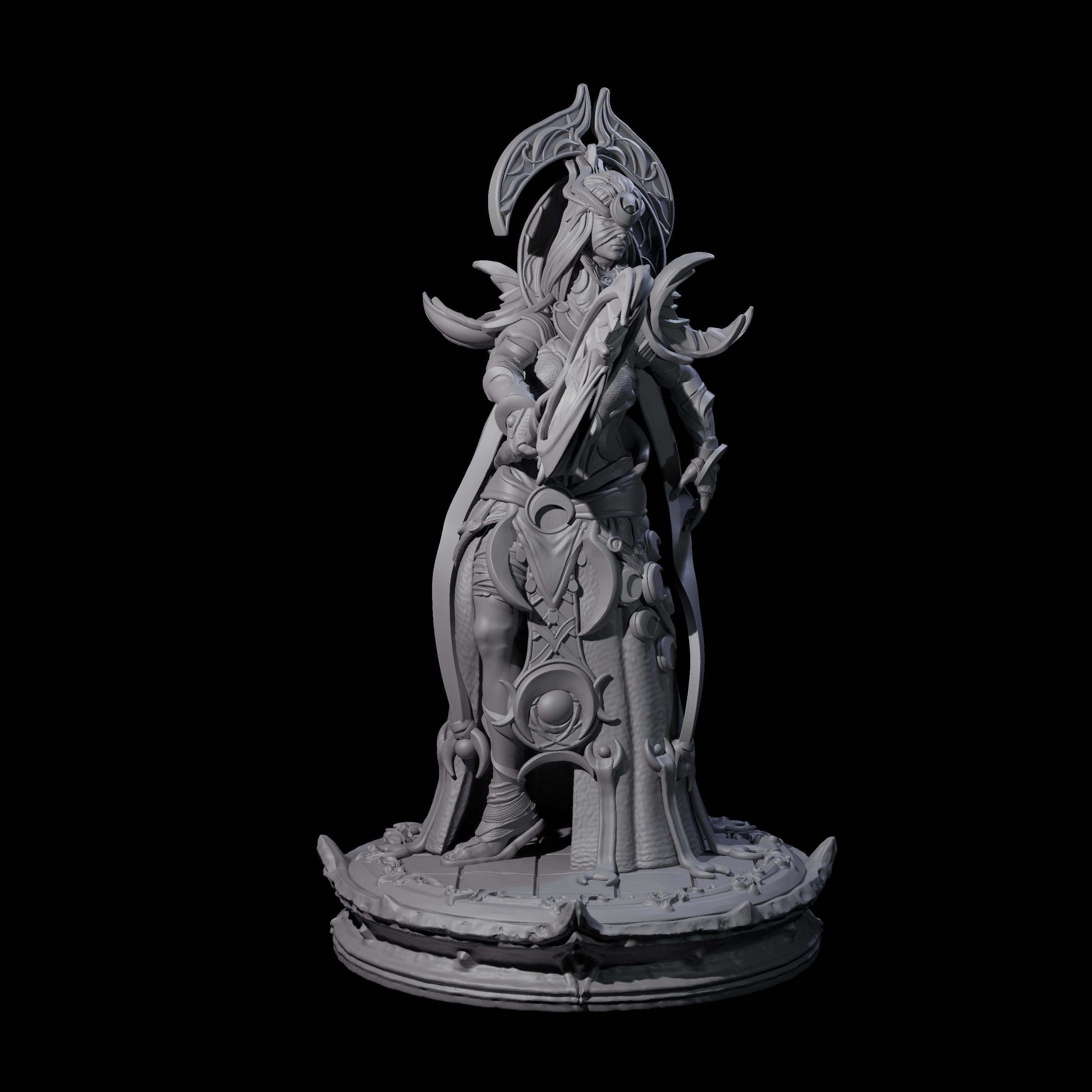 Three Serne Dark Elf Moon Priestesses Miniature for Dungeons and Dragons, Pathfinder or other TTRPGs