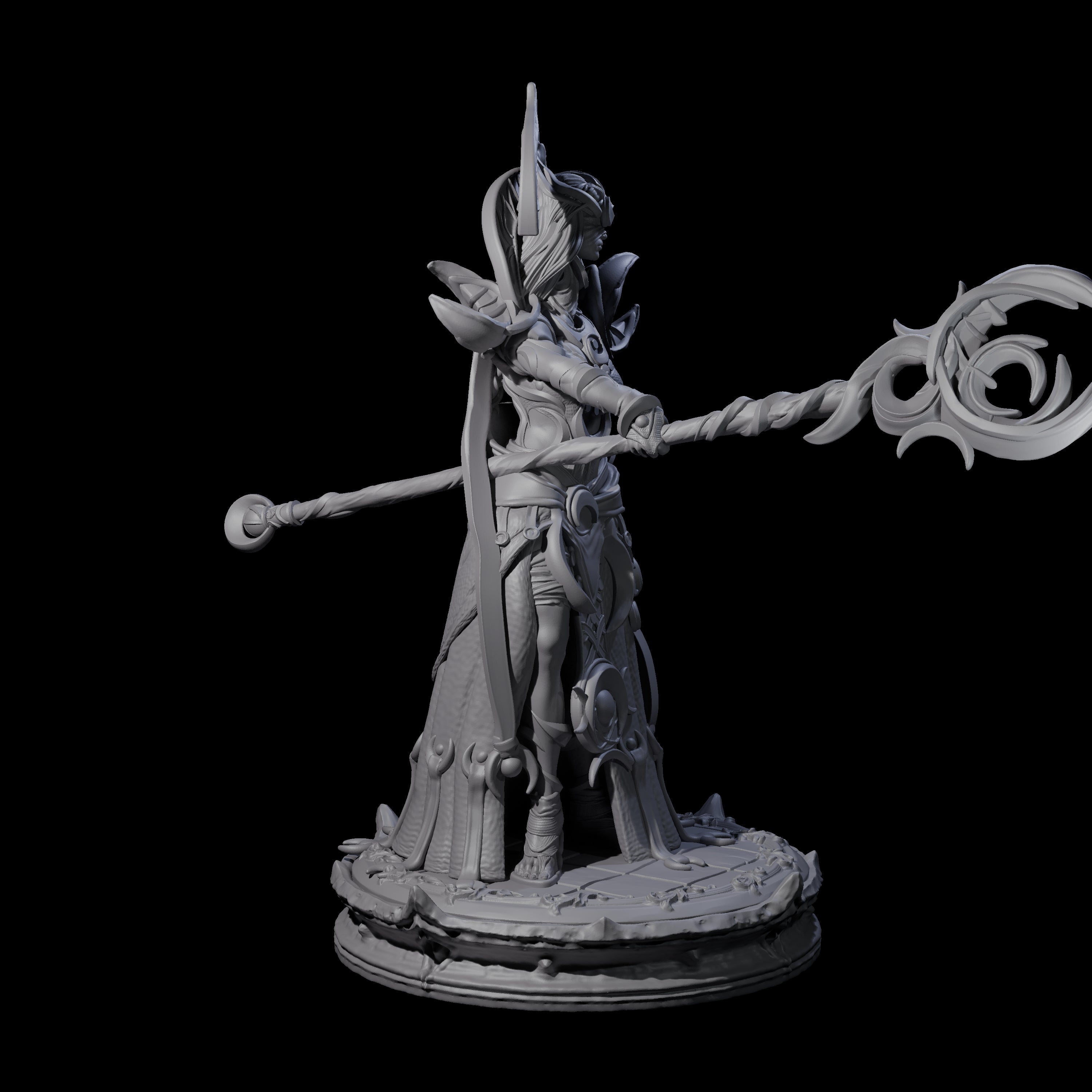 Three Serne Dark Elf Moon Priestesses Miniature for Dungeons and Dragons, Pathfinder or other TTRPGs