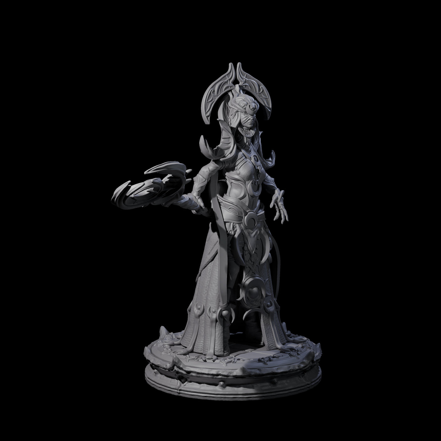 Three Serne Dark Elf Moon Priestesses Miniature for Dungeons and Dragons, Pathfinder or other TTRPGs