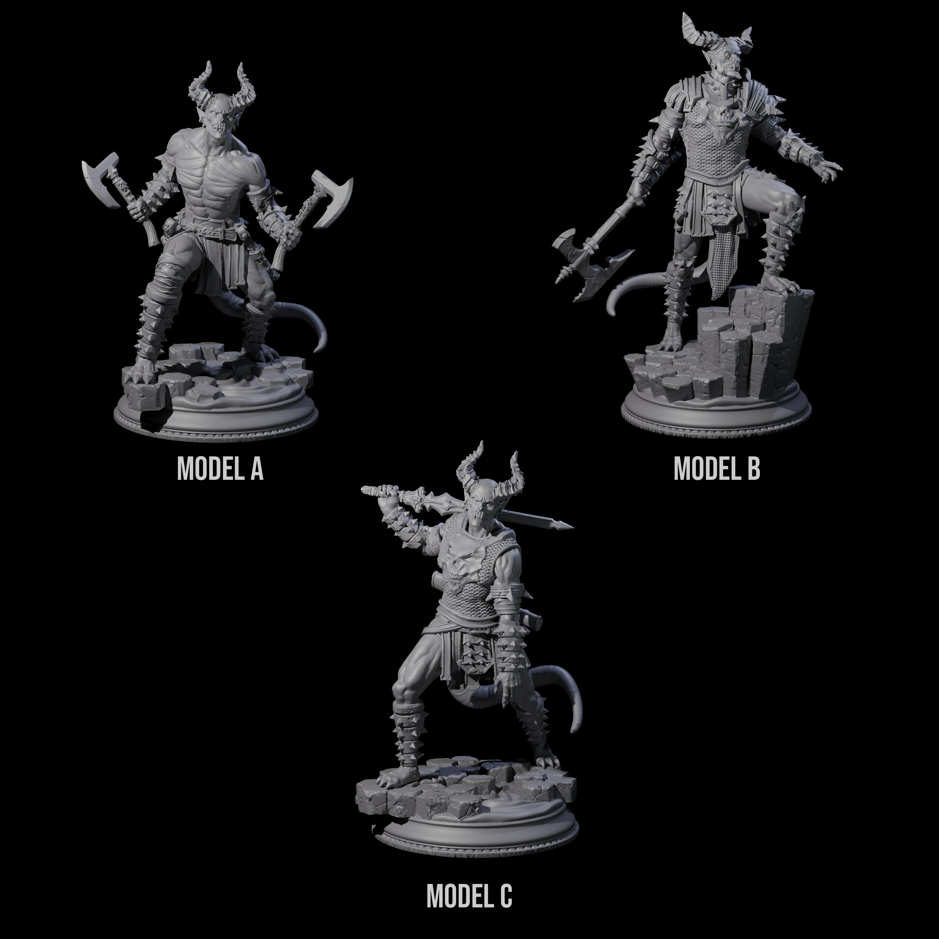 Three Snarling Vordines Miniature for Dungeons and Dragons, Pathfinder or other TTRPGs