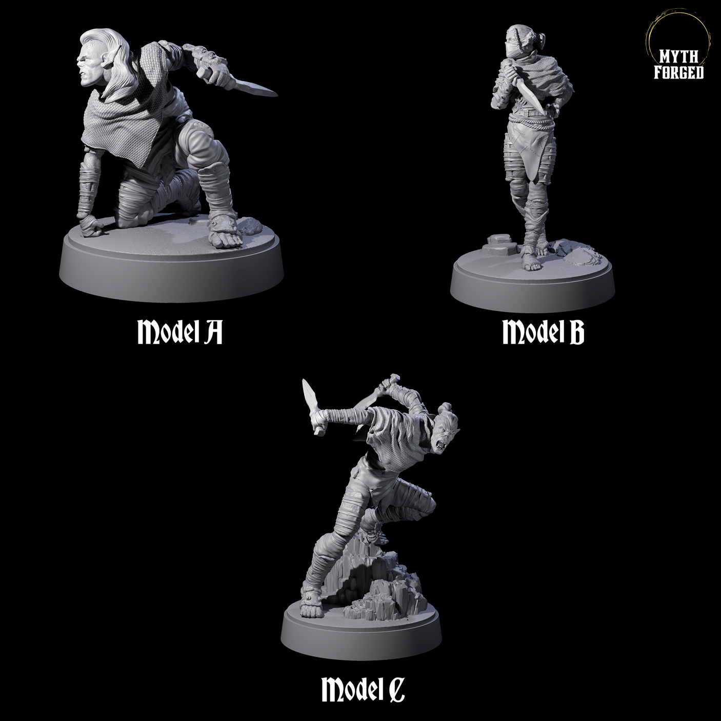 Three Sneaking Githyanki Rogues Miniature for Dungeons and Dragons, Pathfinder or other TTRPGs