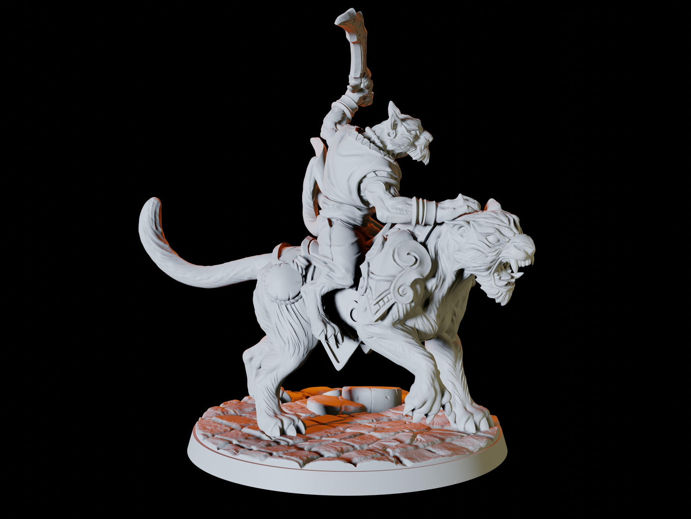 Three Tabaxi Riders Miniature for Dungeons and Dragons, Pathfinder or other TTRPGs