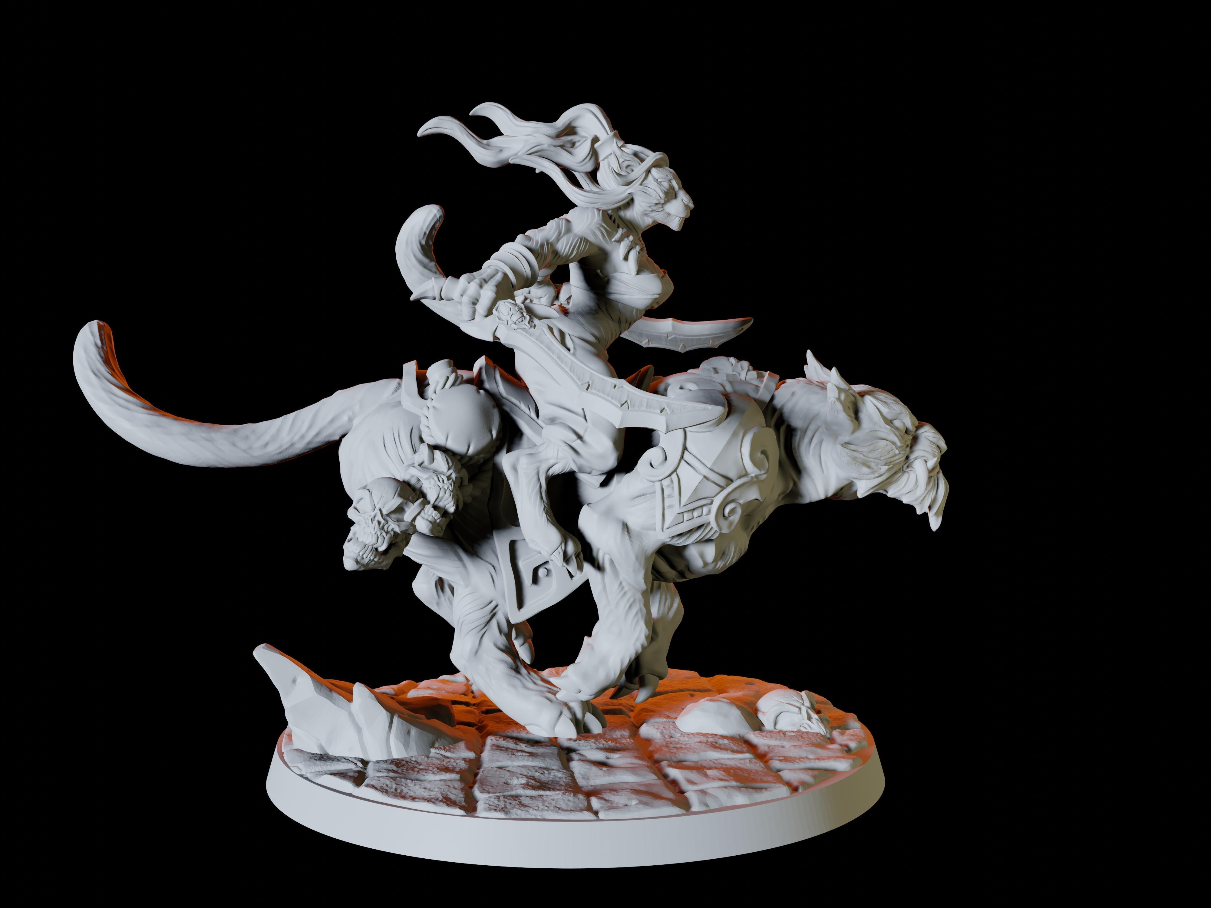 Three Tabaxi Riders Miniature for Dungeons and Dragons, Pathfinder or other TTRPGs