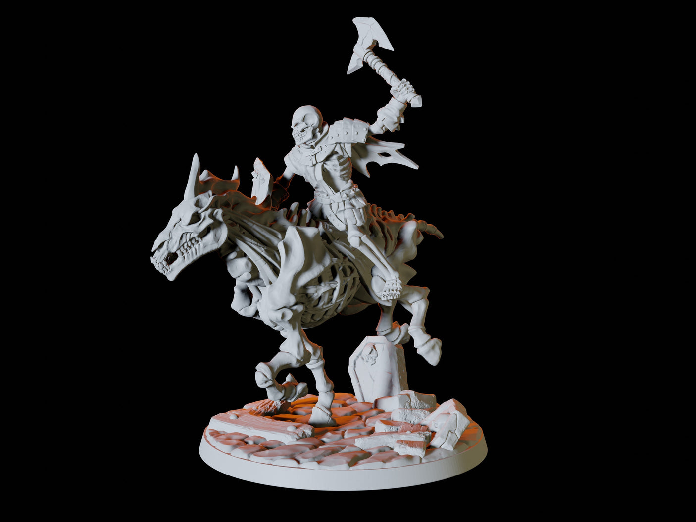 Three Undead Skeleton Riders Miniature for Dungeons and Dragons, Pathfinder or other TTRPGs