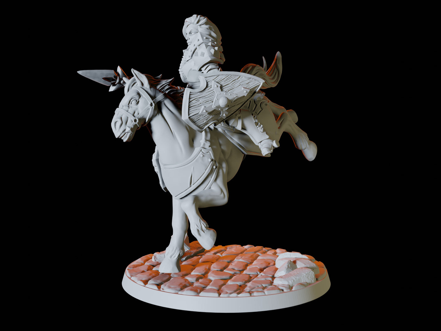 Three Warhorses and Riders Miniature for Dungeons and Dragons, Pathfinder or other TTRPGs