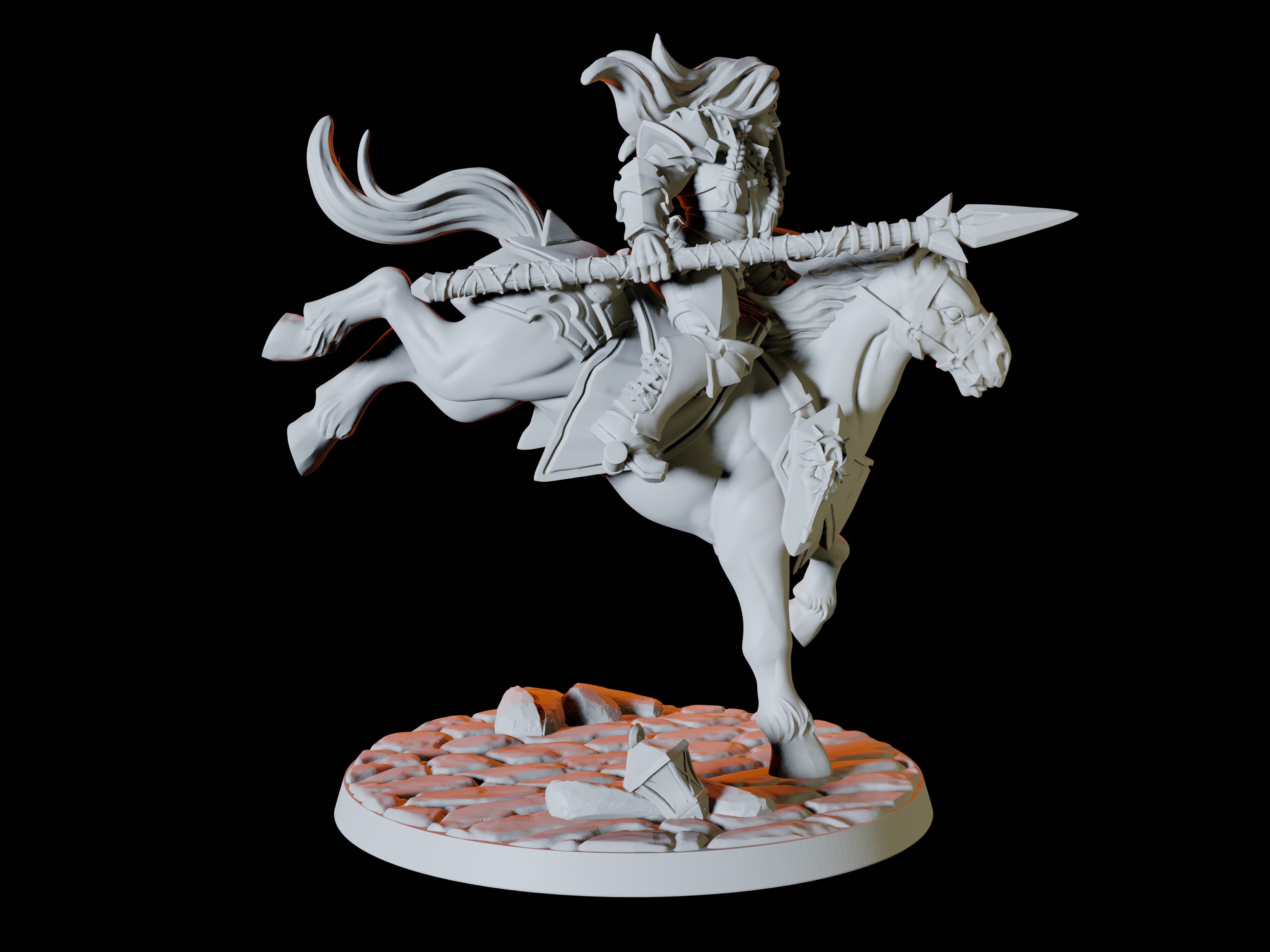 Three Warhorse and Rider Miniatures for Dungeons and Dragons - Myth Forged