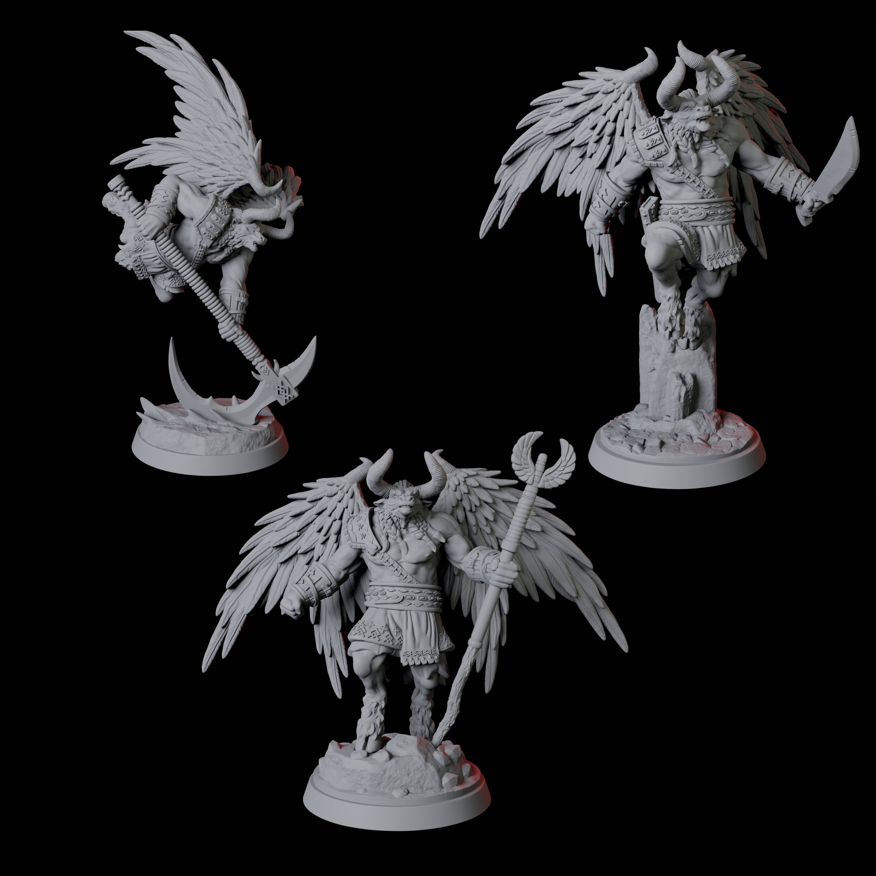 Three Winged Bull Men Miniature for Dungeons and Dragons, Pathfinder or other TTRPGs