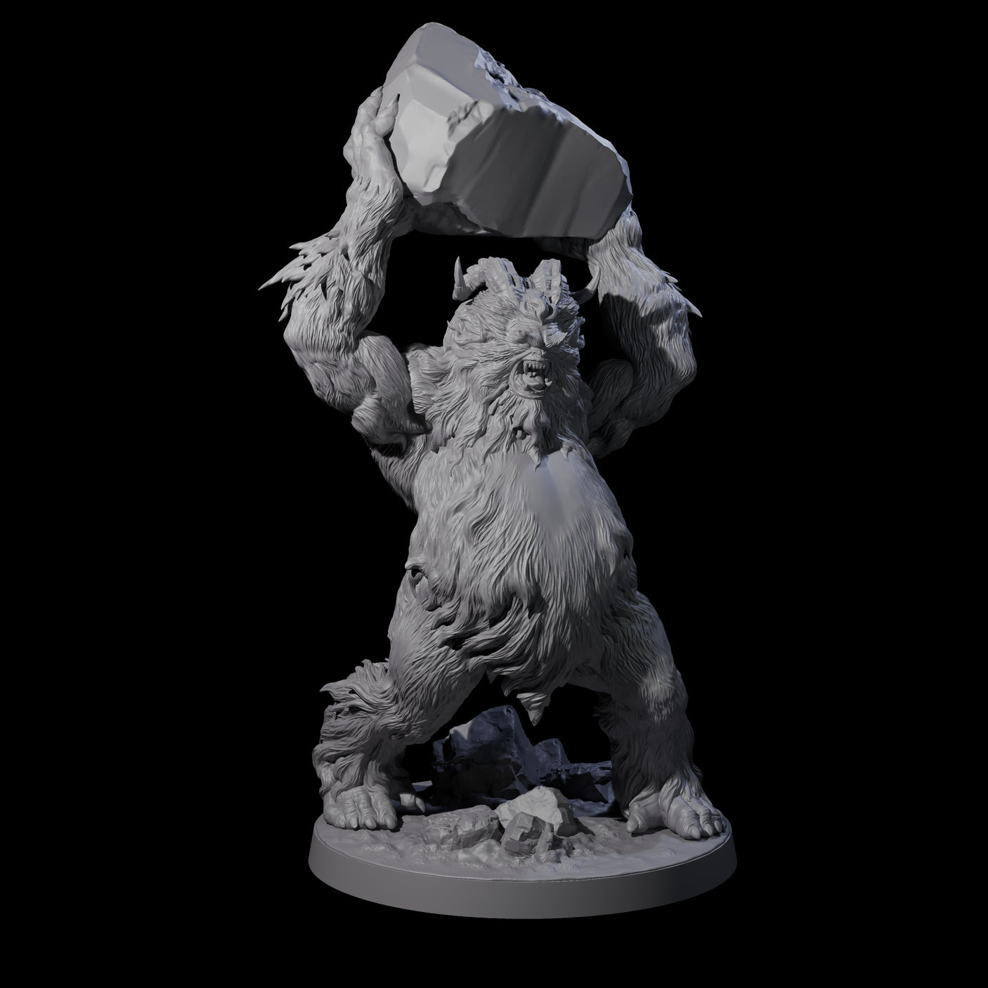 Three Yeti Stonehurlers Miniature for Dungeons and Dragons, Pathfinder or other TTRPGs