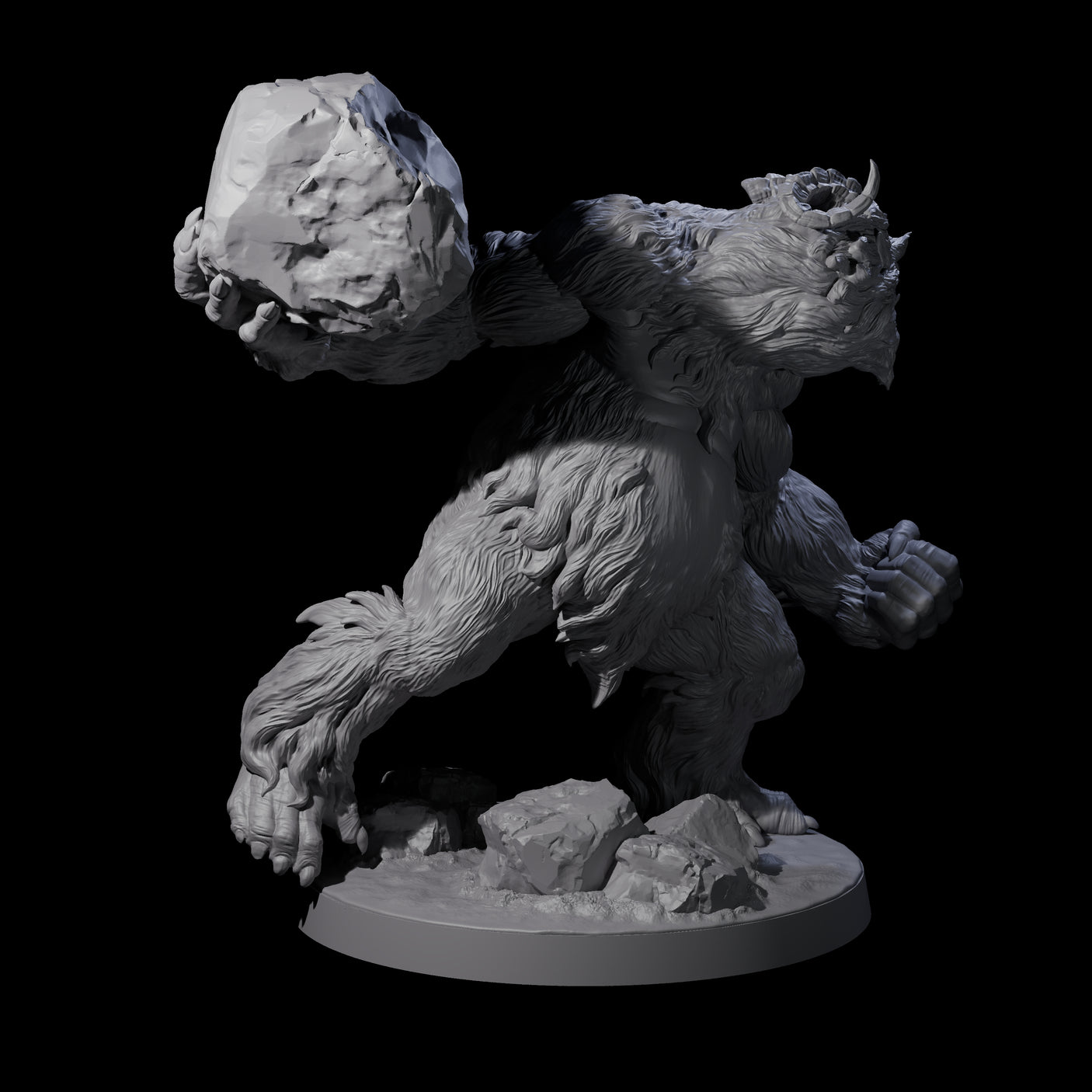 Three Yeti Stonehurlers Miniature for Dungeons and Dragons, Pathfinder or other TTRPGs
