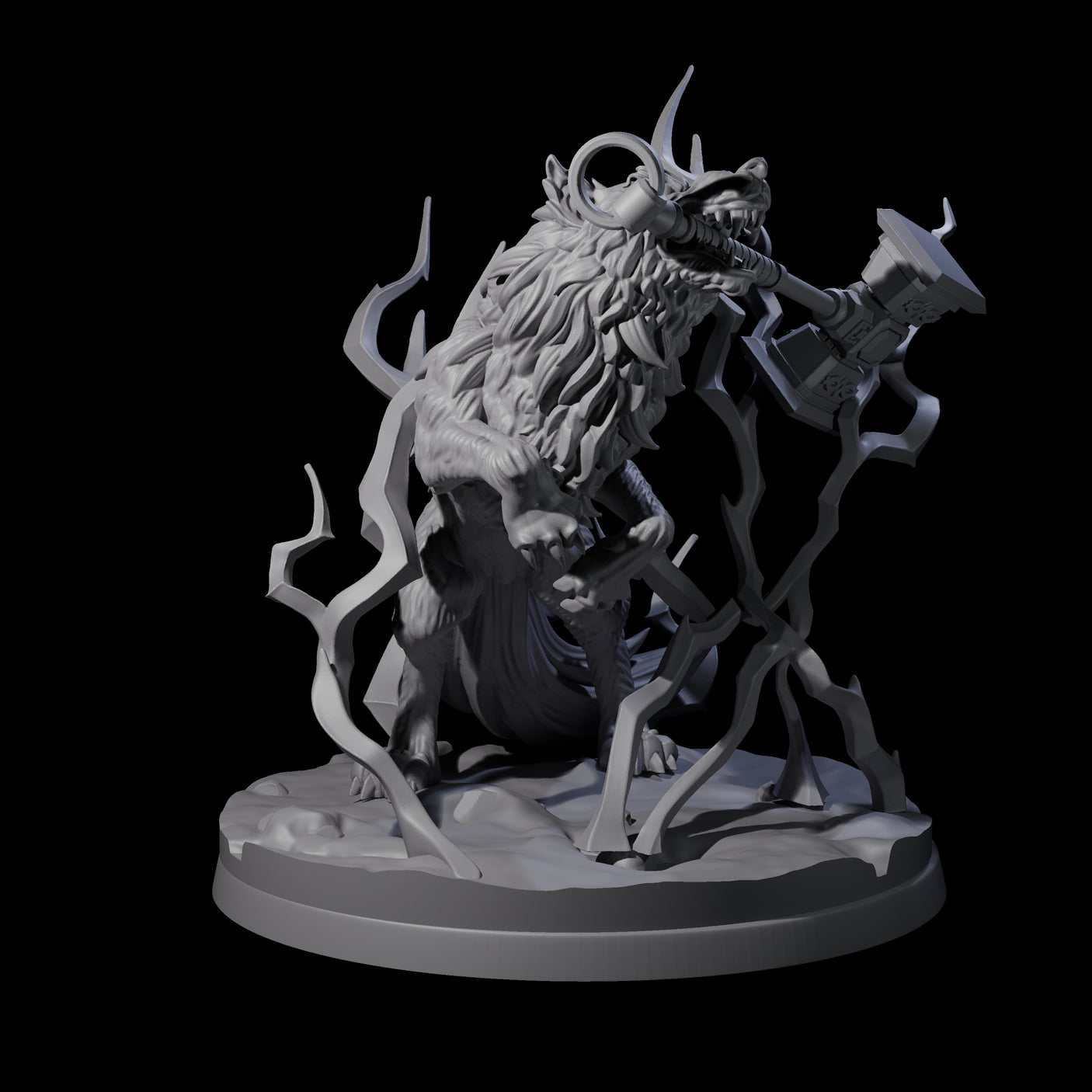 Thunderous Nordic Wolf Miniature for Dungeons and Dragons, Pathfinder or other TTRPGs