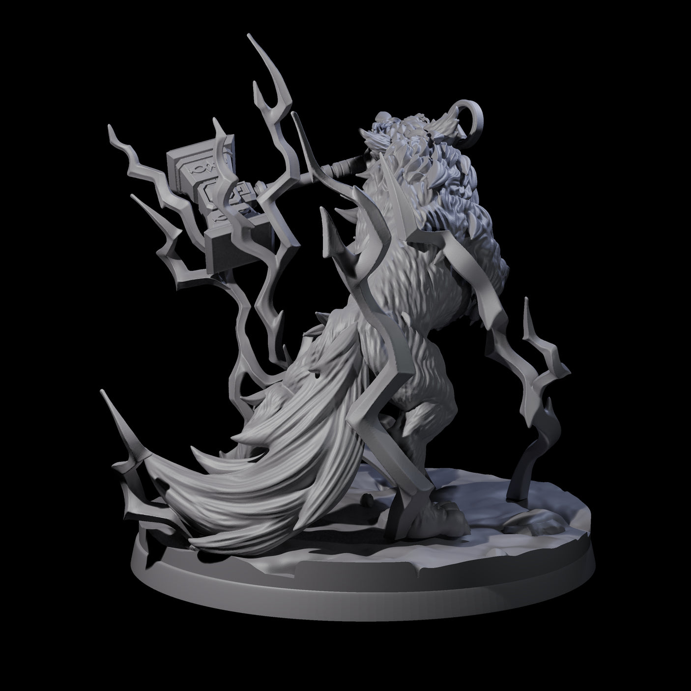 Thunderous Nordic Wolf Miniature for Dungeons and Dragons, Pathfinder or other TTRPGs