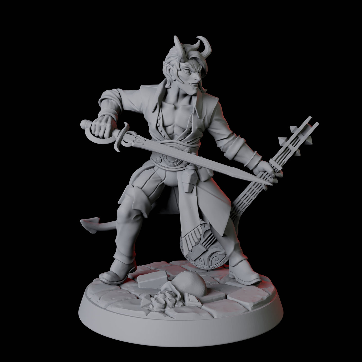 Tiefling Bard B Miniature for Dungeons and Dragons, Pathfinder or other TTRPGs