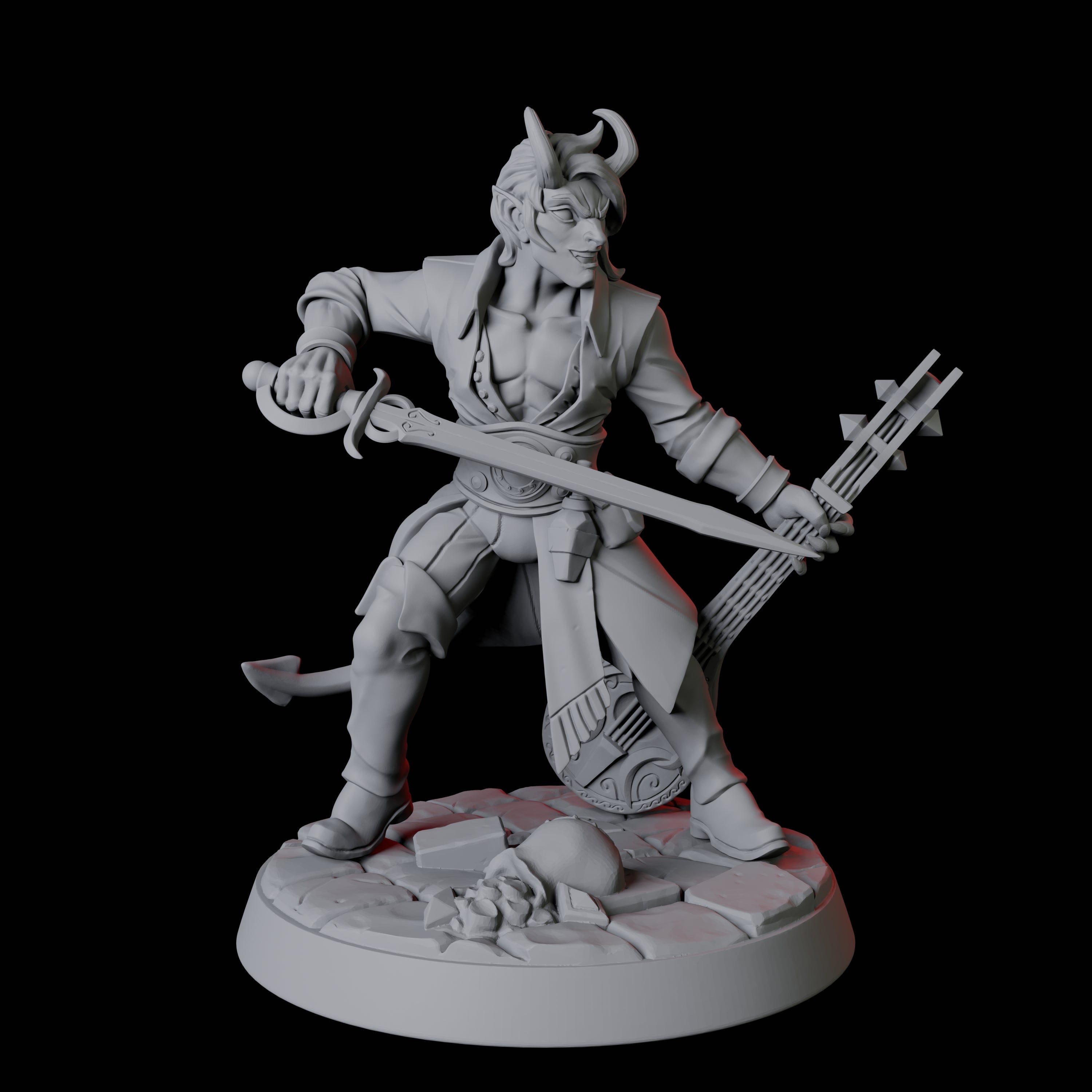 Tiefling Bard B Miniature for Dungeons and Dragons, Pathfinder or other TTRPGs