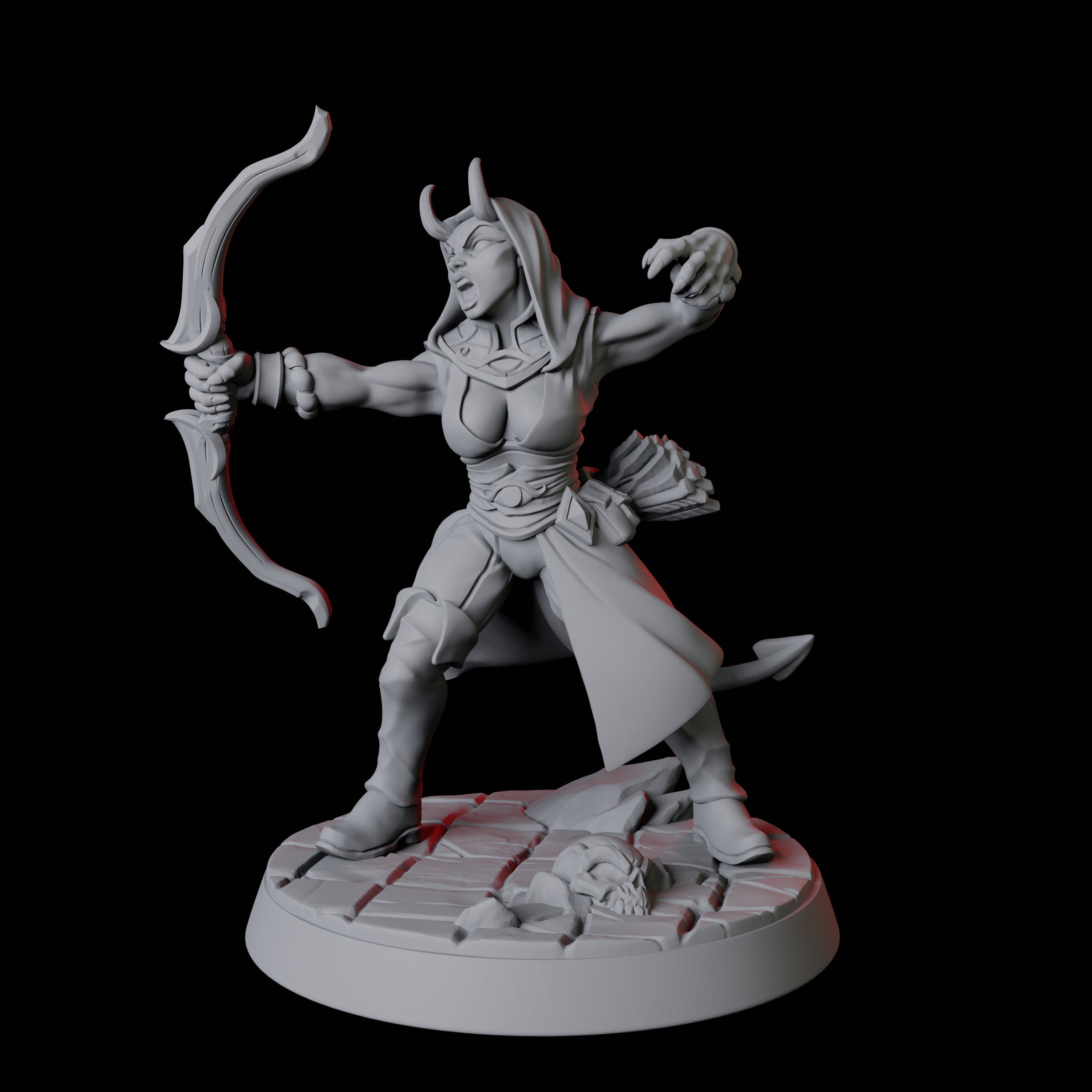 Tiefling Fighter F Miniature for Dungeons and Dragons, Pathfinder or other TTRPGs