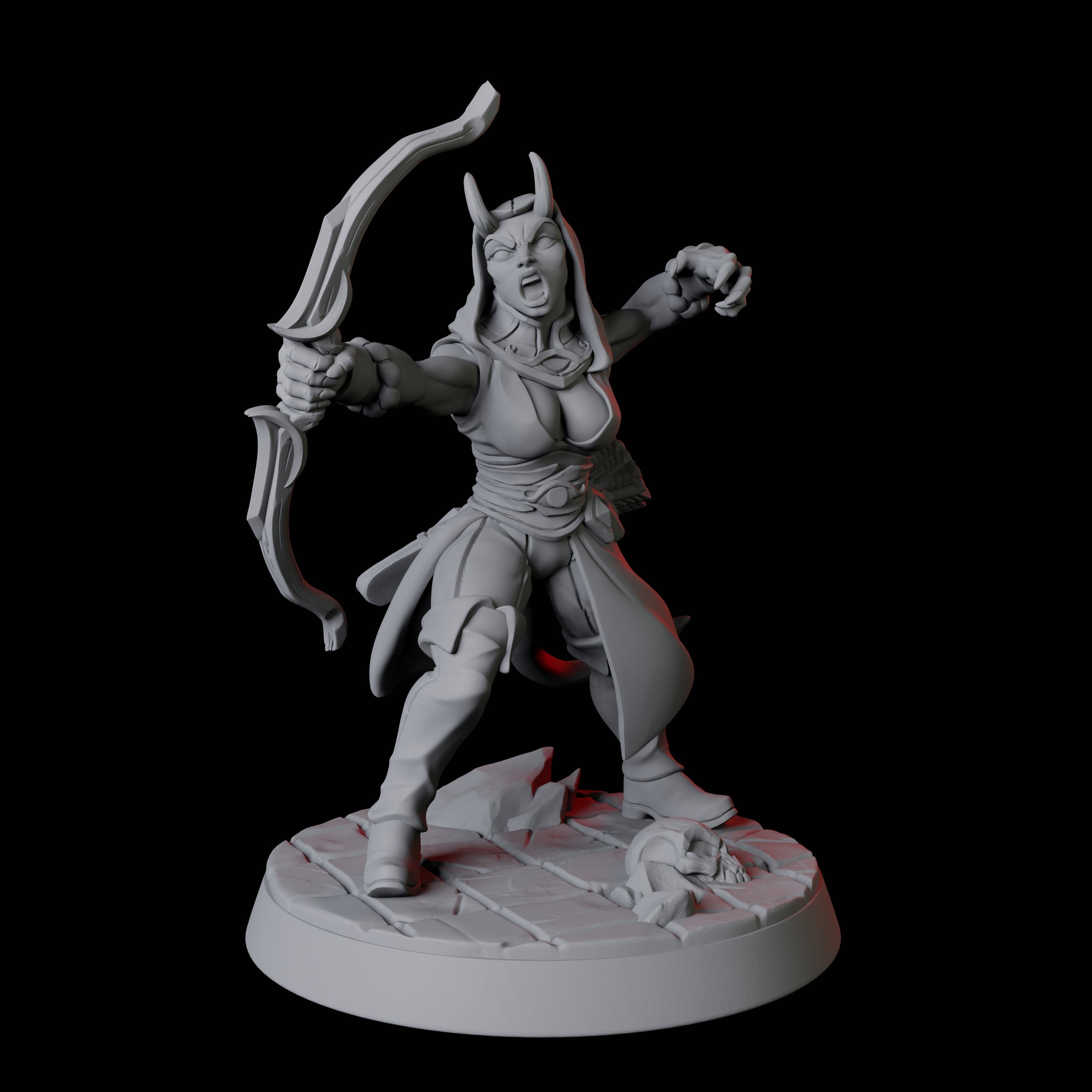 Tiefling Fighter F Miniature for Dungeons and Dragons, Pathfinder or other TTRPGs
