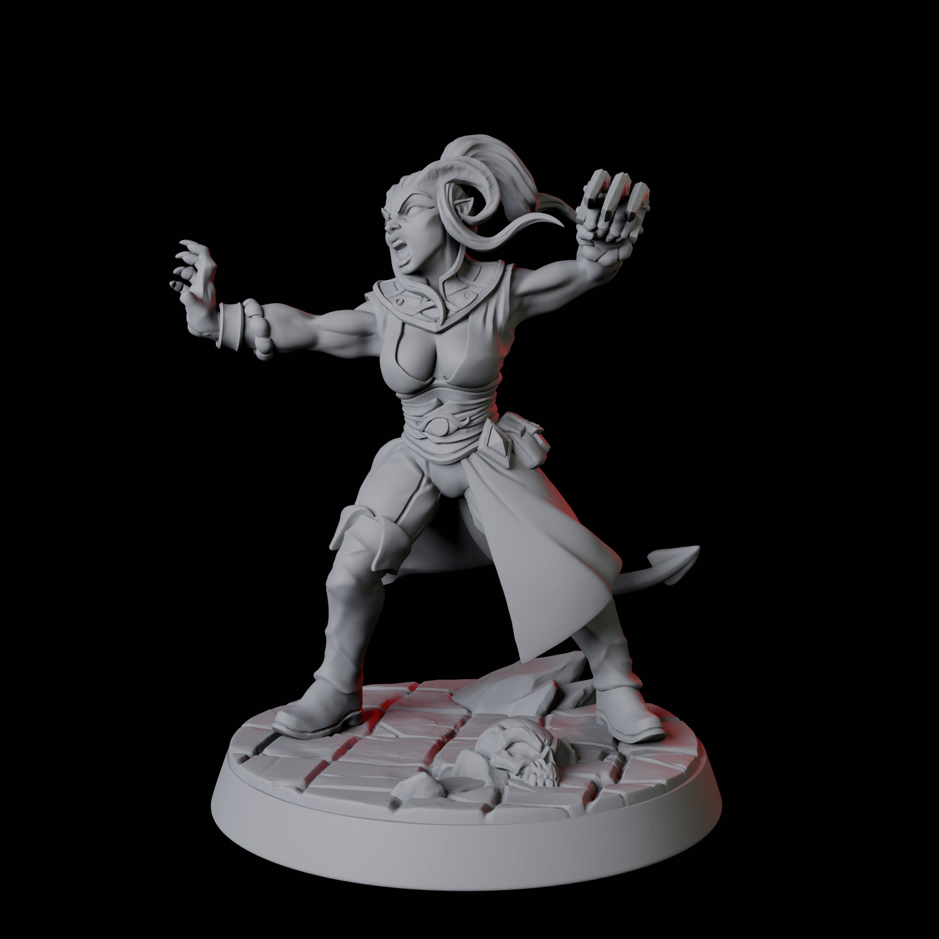 Tiefling Monk F Miniature for Dungeons and Dragons, Pathfinder or other TTRPGs