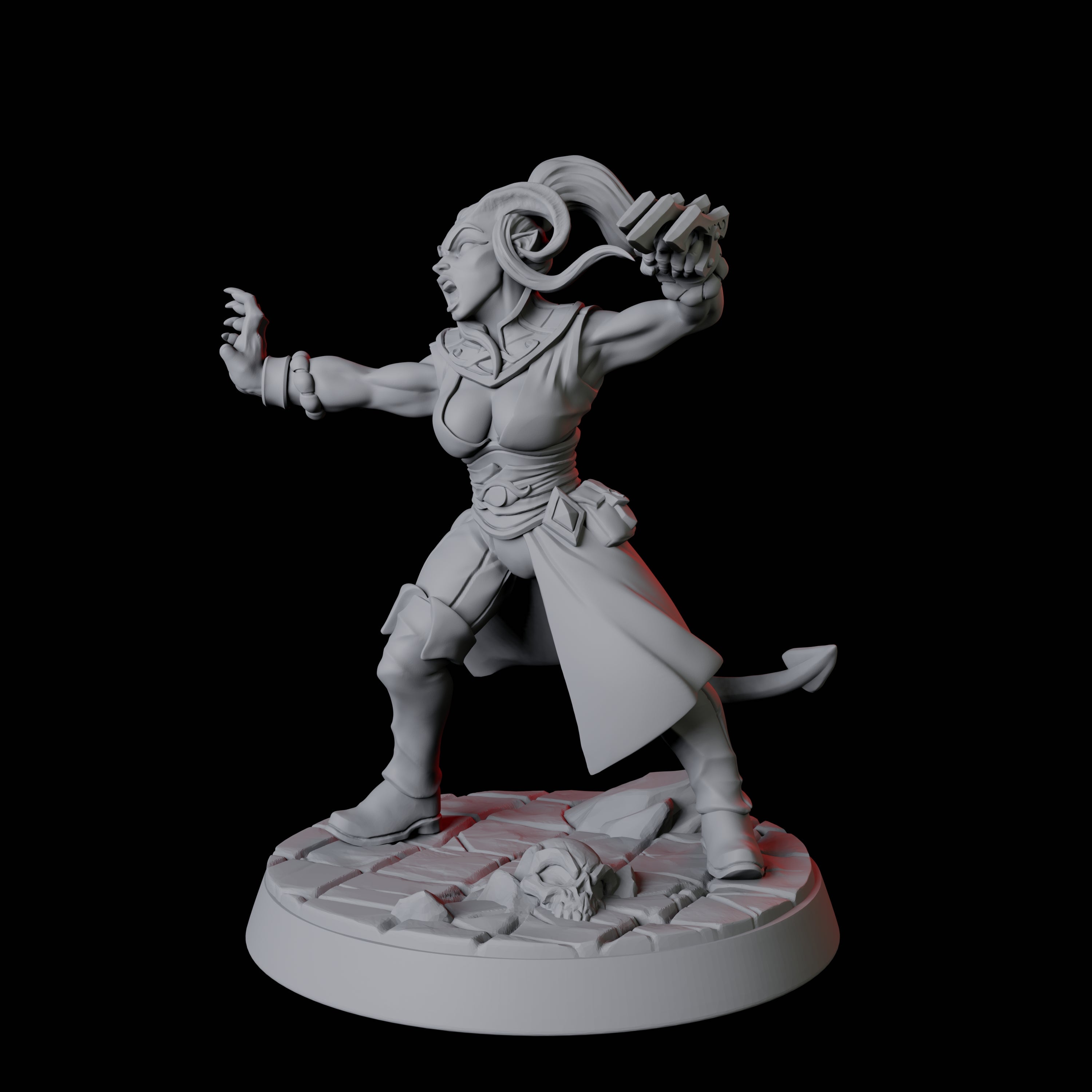 Tiefling Monk F Miniature for Dungeons and Dragons, Pathfinder or other TTRPGs