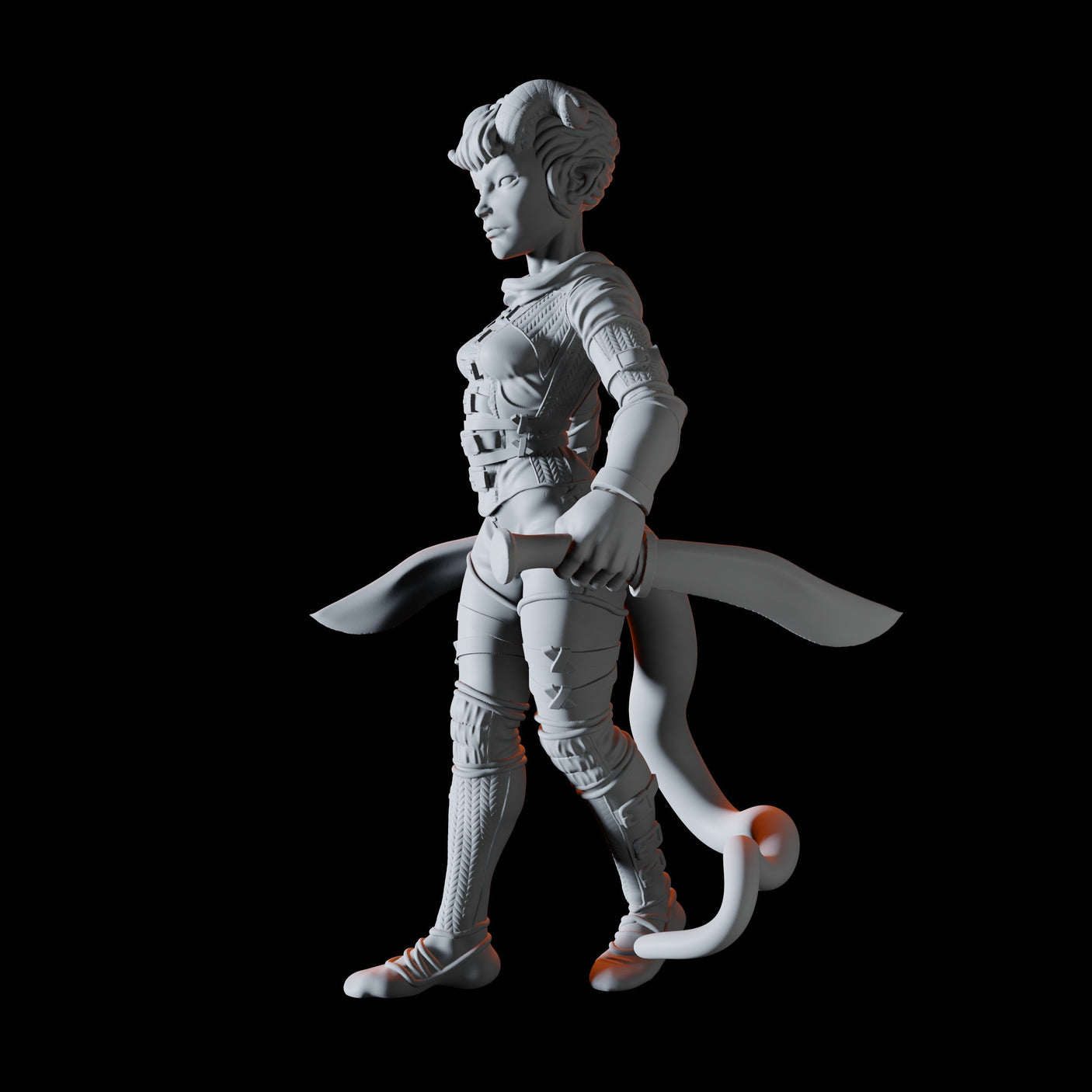 Tiefling Rogue Miniature for Dungeons and Dragons, Pathfinder or other TTRPGs