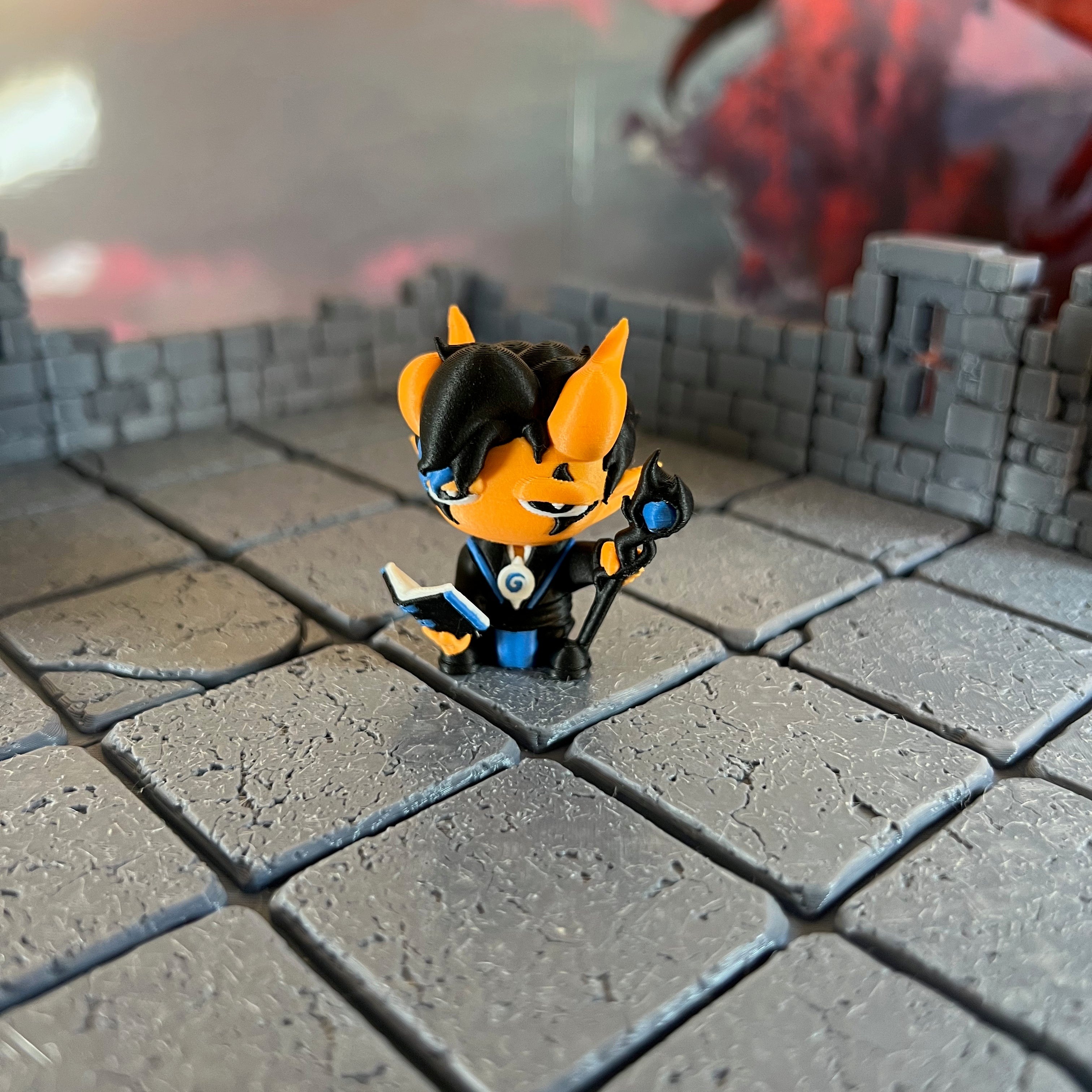 Tiefling Warlock Apprentice Wizard Sorcerer Multicolour Table Ready Miniature Miniature for Dungeons and Dragons, Pathfinder or other TTRPGs