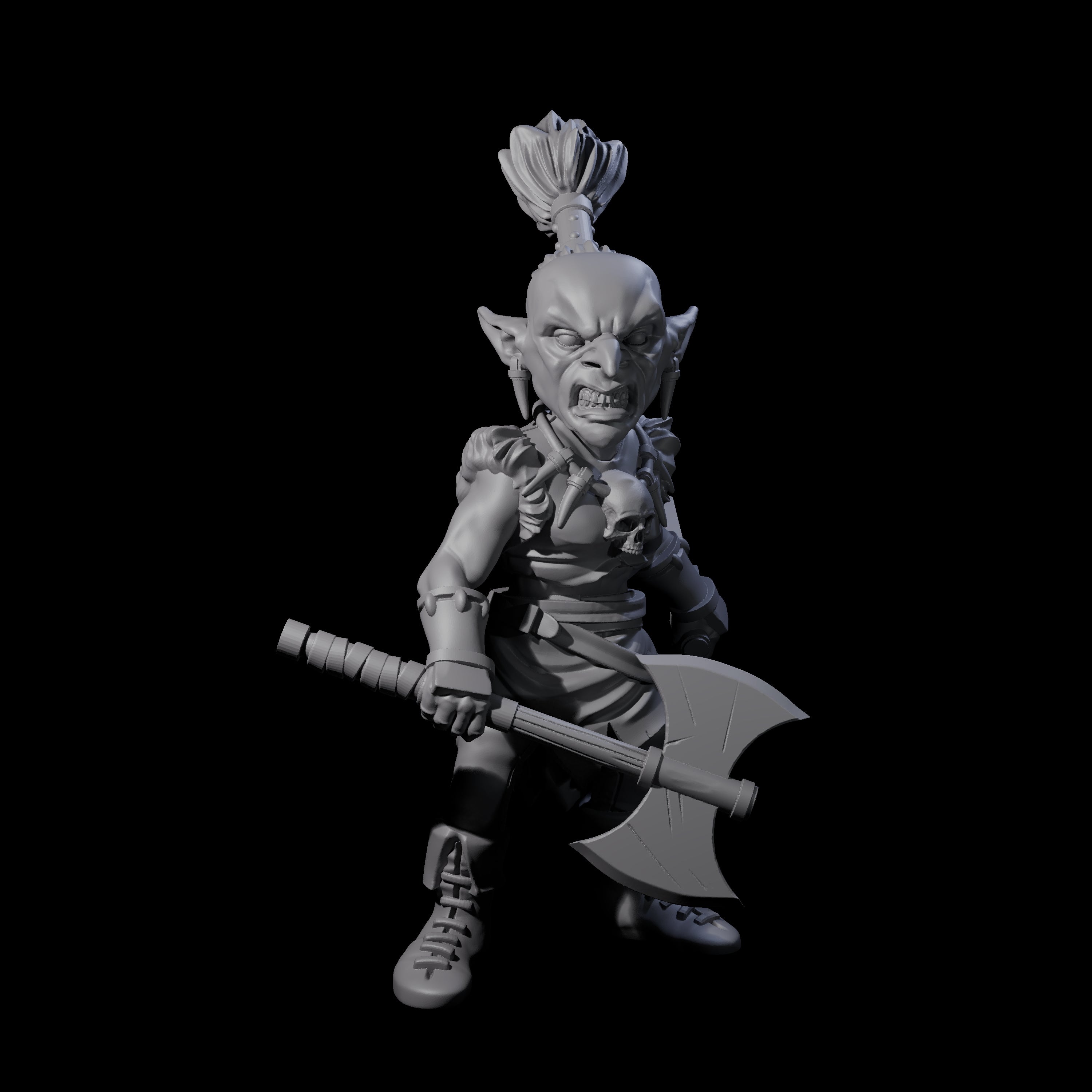 Tooled Up Goblin Barbarian Miniature for Dungeons and Dragons, Pathfinder or other TTRPGs