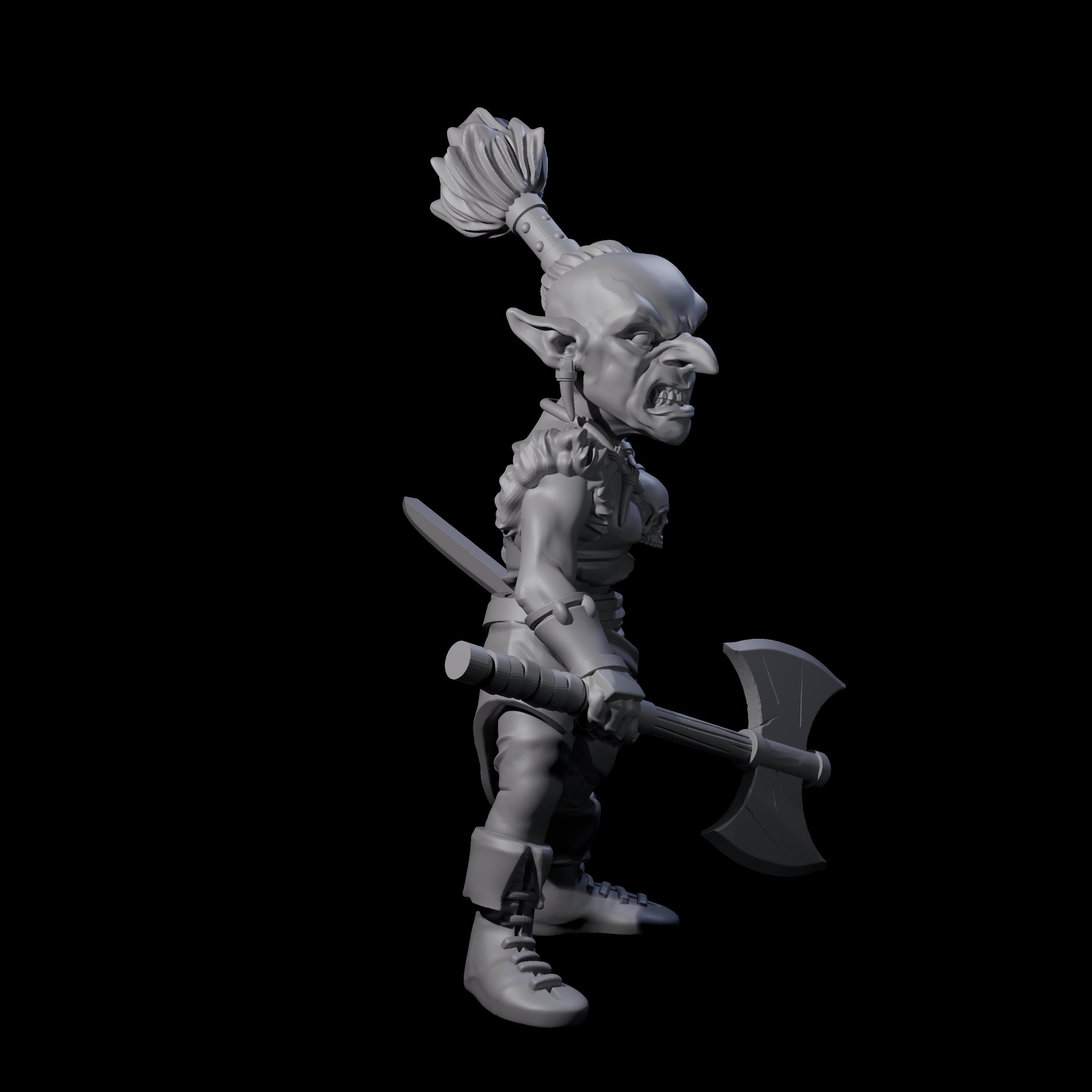 Tooled Up Goblin Barbarian Miniature for Dungeons and Dragons, Pathfinder or other TTRPGs
