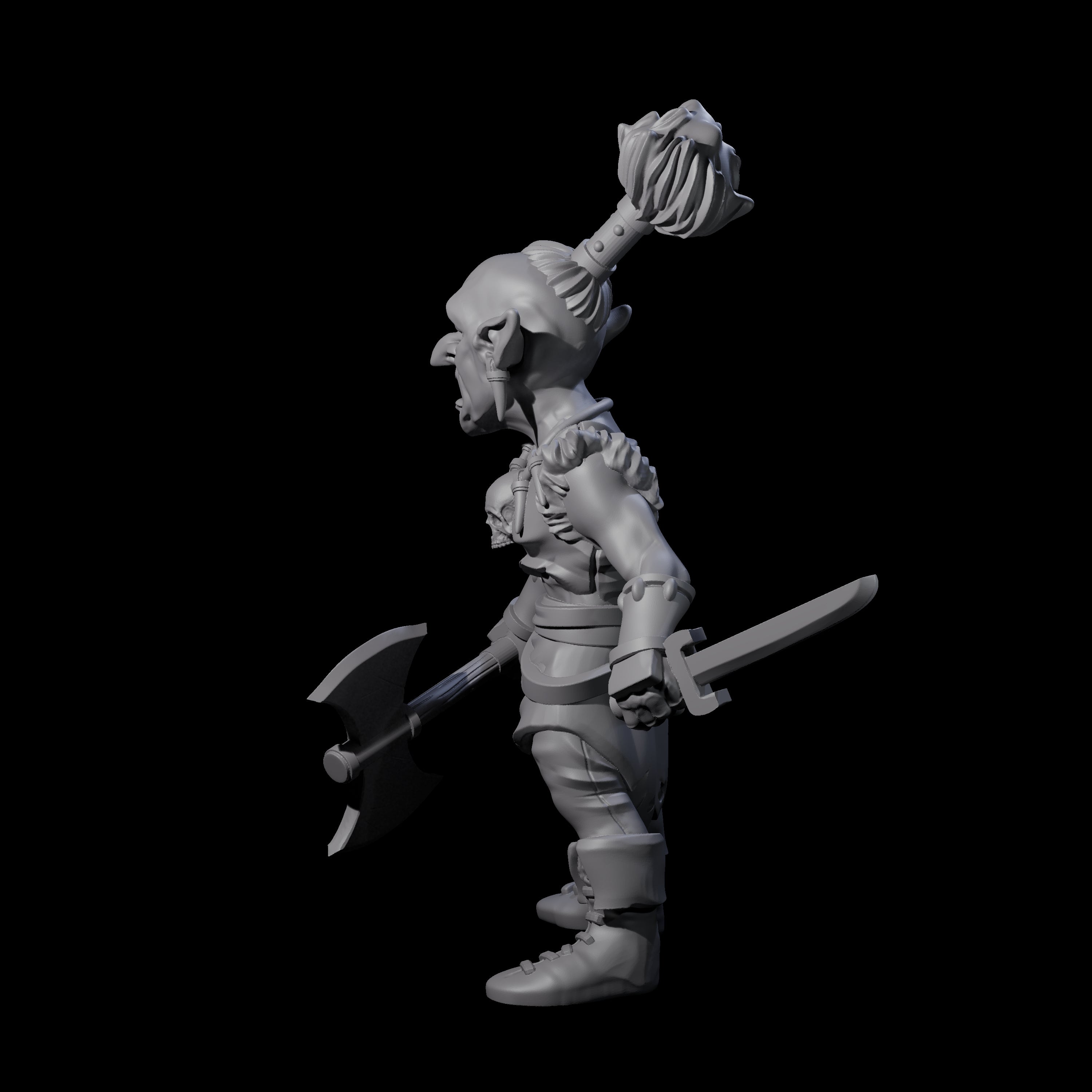 Tooled Up Goblin Barbarian Miniature for Dungeons and Dragons, Pathfinder or other TTRPGs
