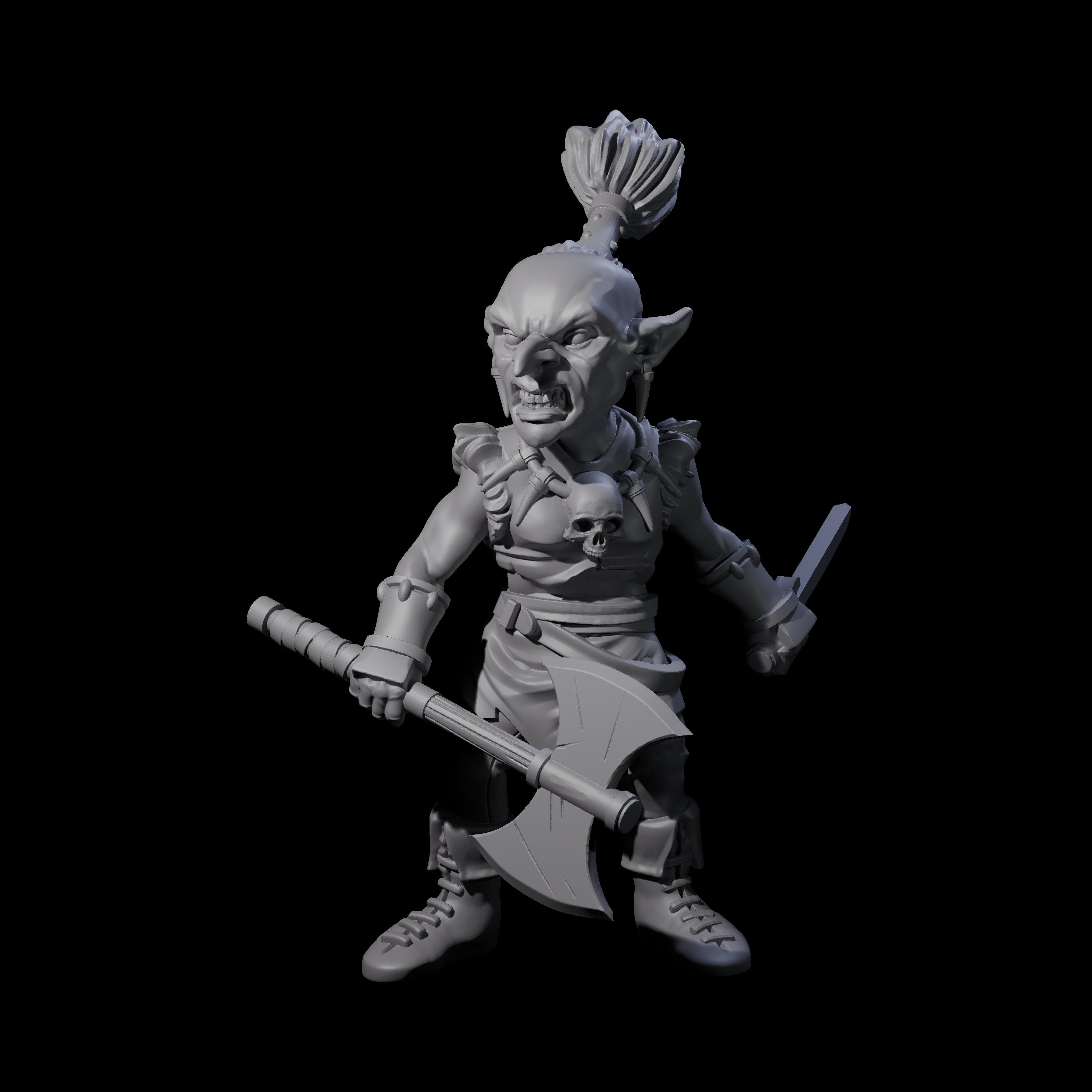 Tooled Up Goblin Barbarian Miniature for Dungeons and Dragons, Pathfinder or other TTRPGs