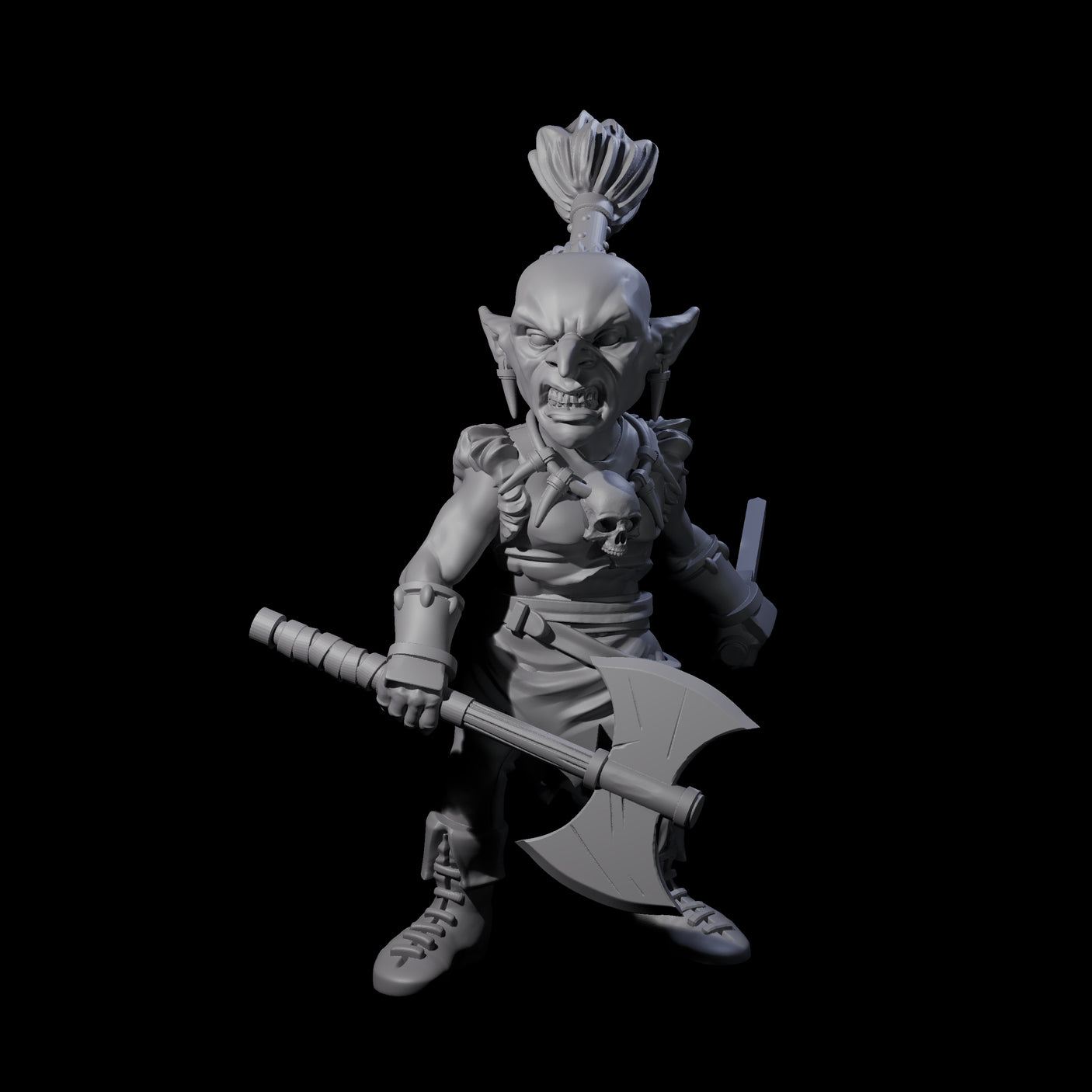 Tooled Up Goblin Barbarian Miniature for Dungeons and Dragons, Pathfinder or other TTRPGs