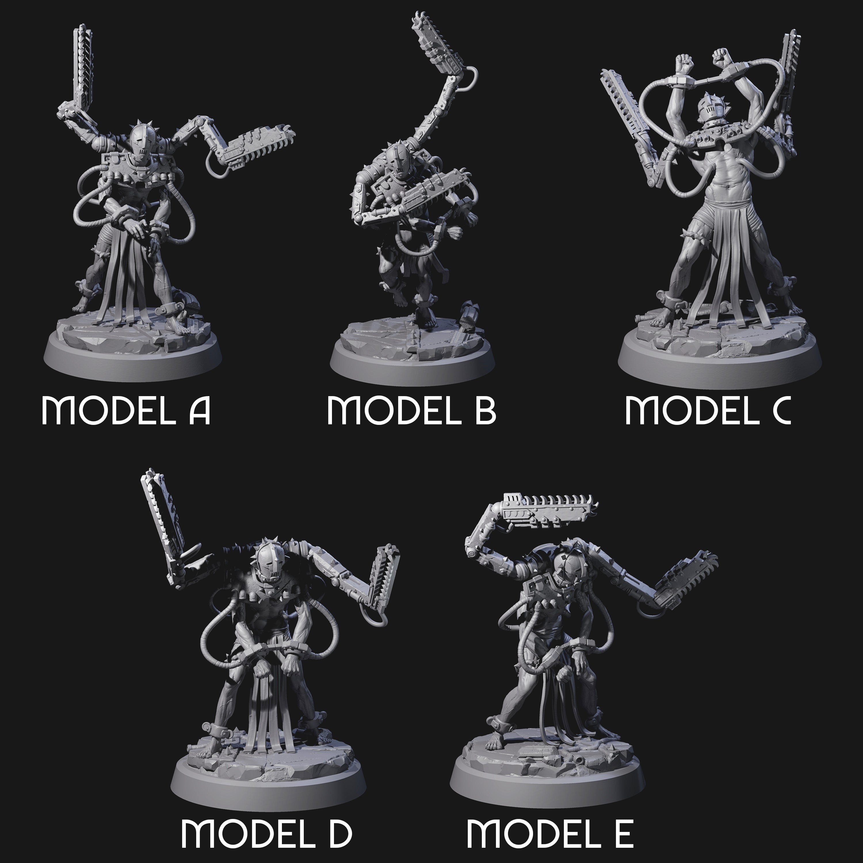Tormented Cyborg Penitents Miniature for Dungeons and Dragons, Pathfinder or other TTRPGs