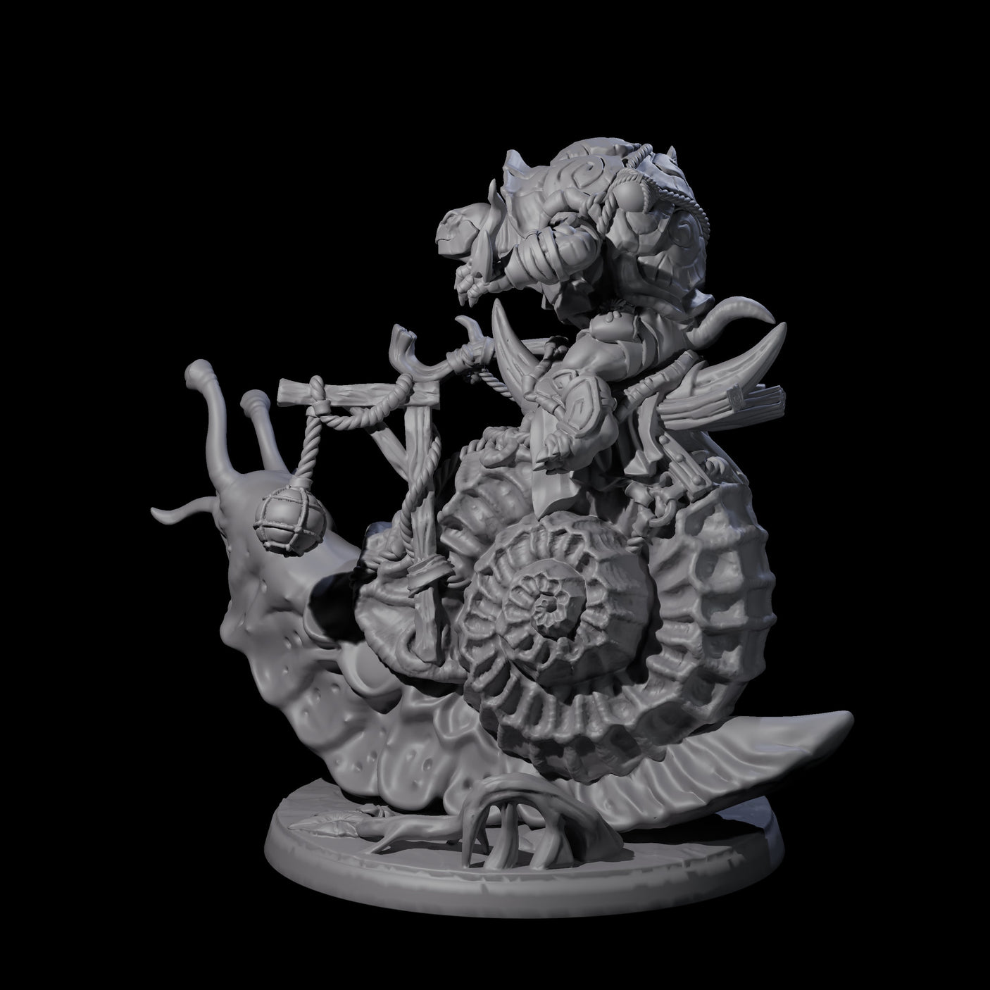 Tortle Warrior Riding Giant Snail A Miniature for Dungeons and Dragons, Pathfinder or other TTRPGs