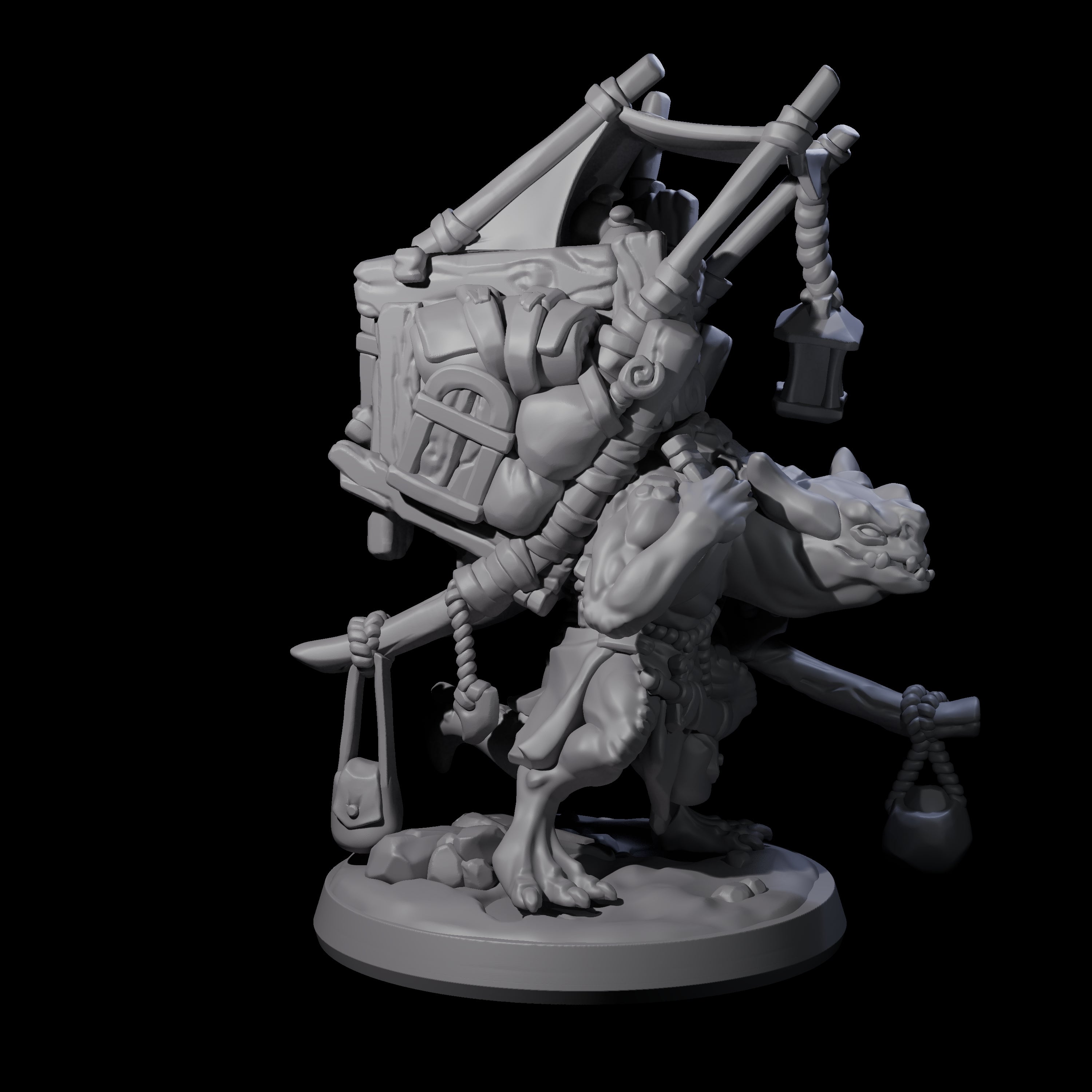Travelling Kobold Merchant Miniature for Dungeons and Dragons, Pathfinder or other TTRPGs