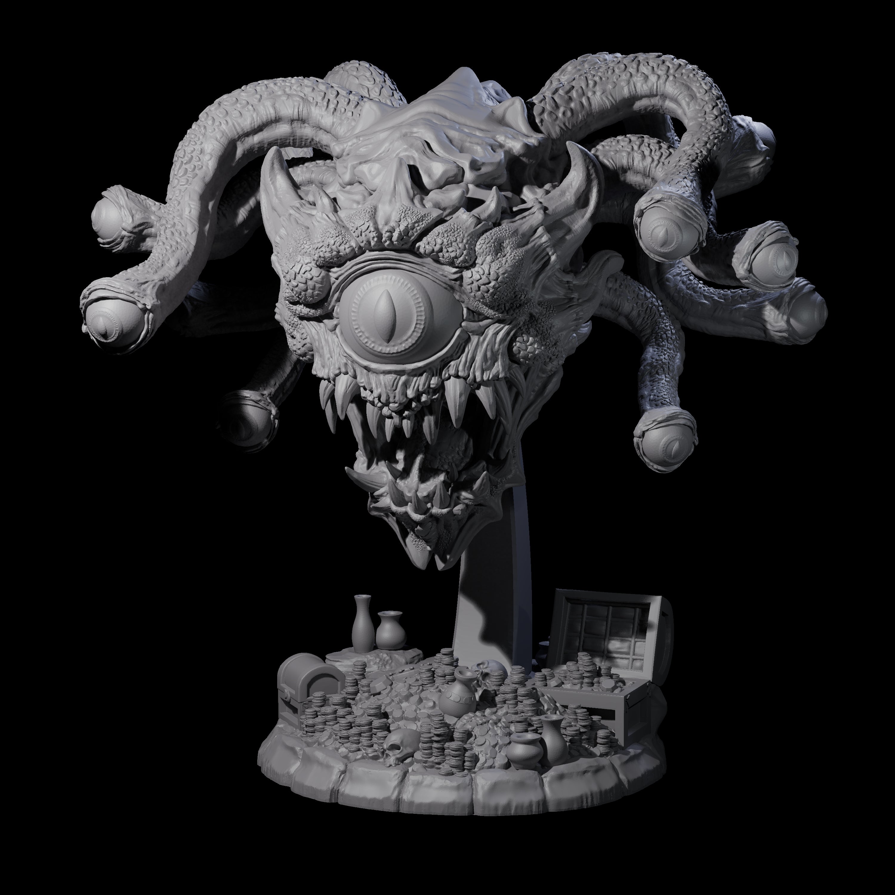 Treasure Hording Beholder Miniature for Dungeons and Dragons, Pathfinder or other TTRPGs