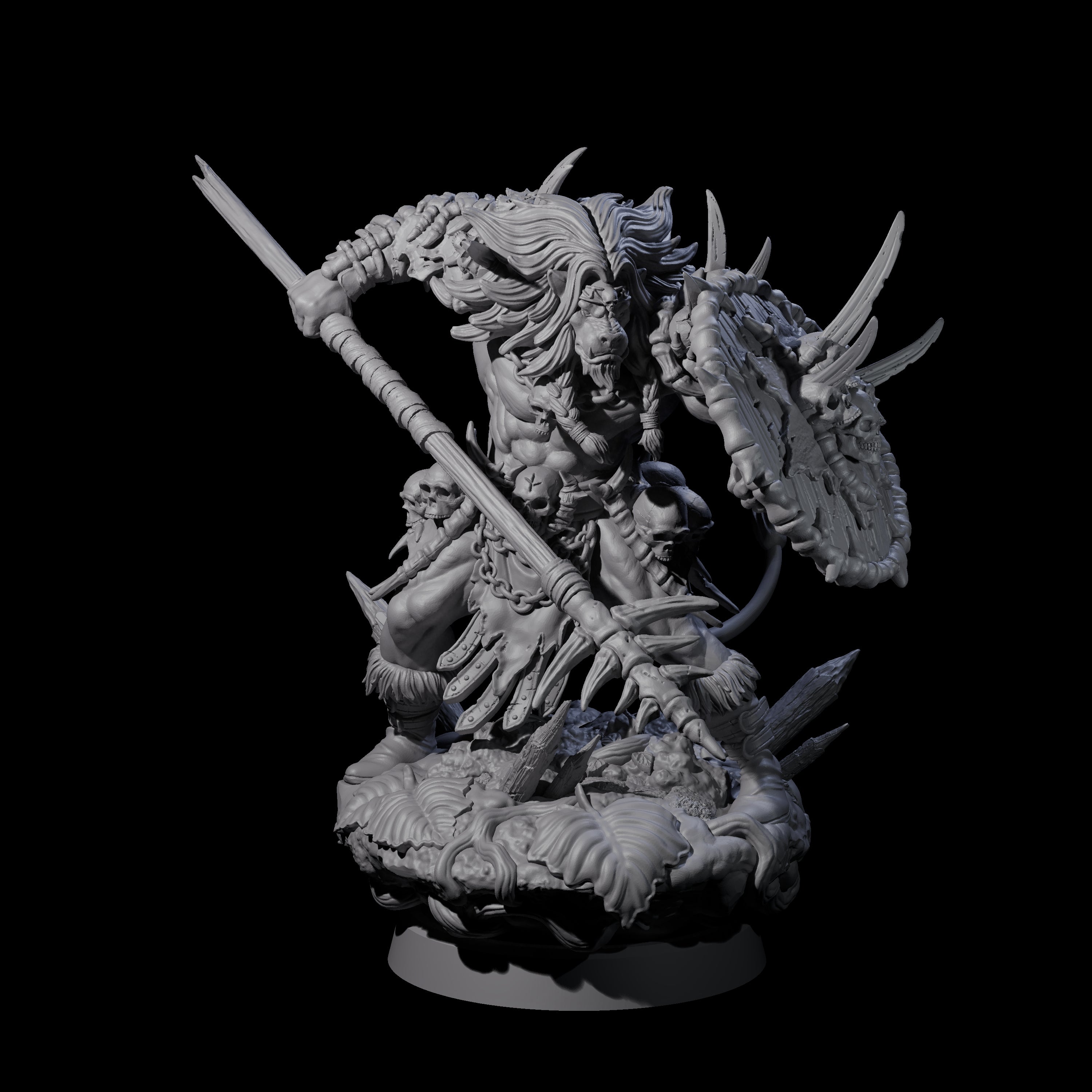 Tribal Leonin Barbarian Miniature for Dungeons and Dragons, Pathfinder or other TTRPGs