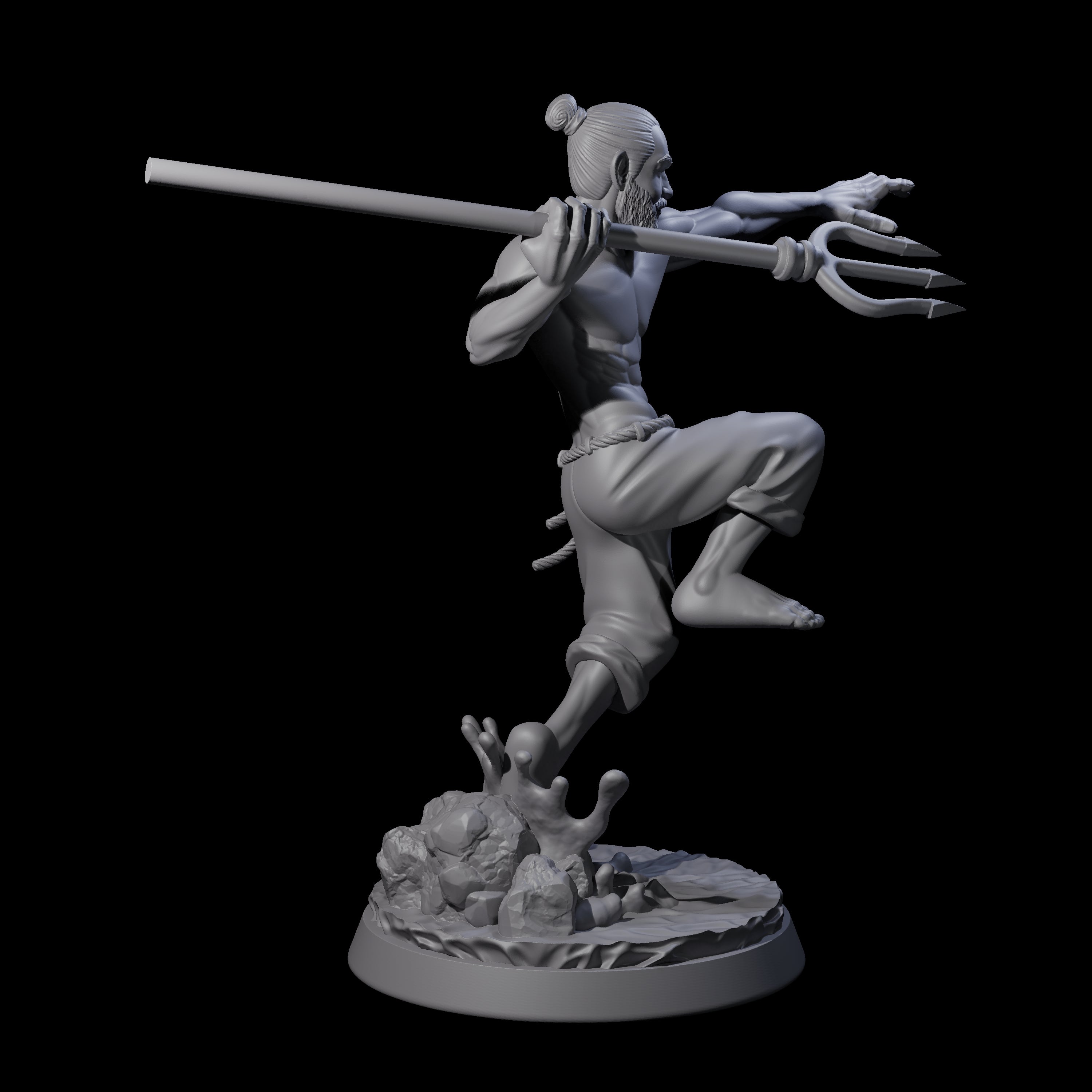 Trident Throwing Swimmer Miniature for Dungeons and Dragons, Pathfinder or other TTRPGs