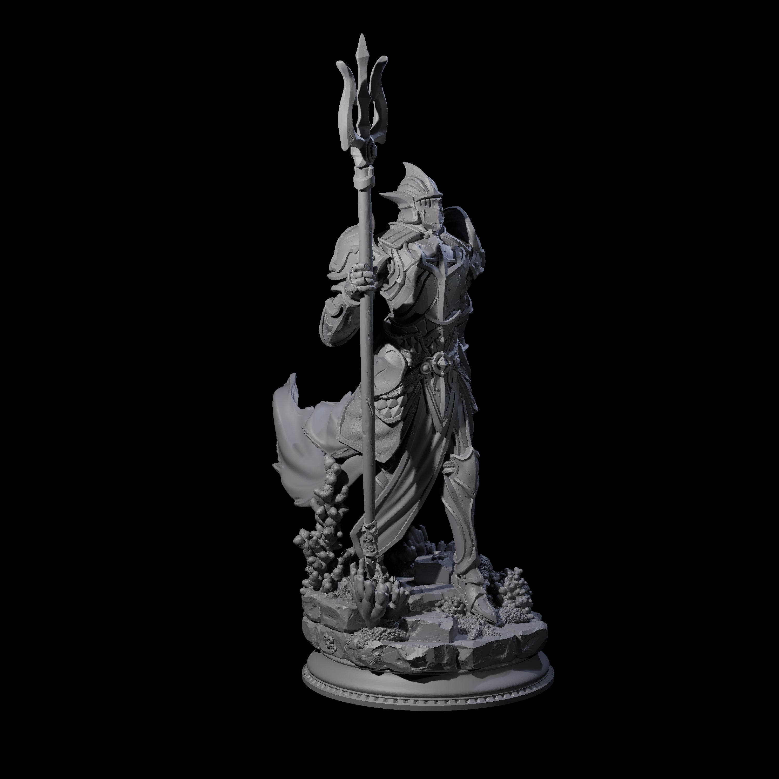 Trident Wielding Ocean Warrior Miniature for Dungeons and Dragons, Pathfinder or other TTRPGs