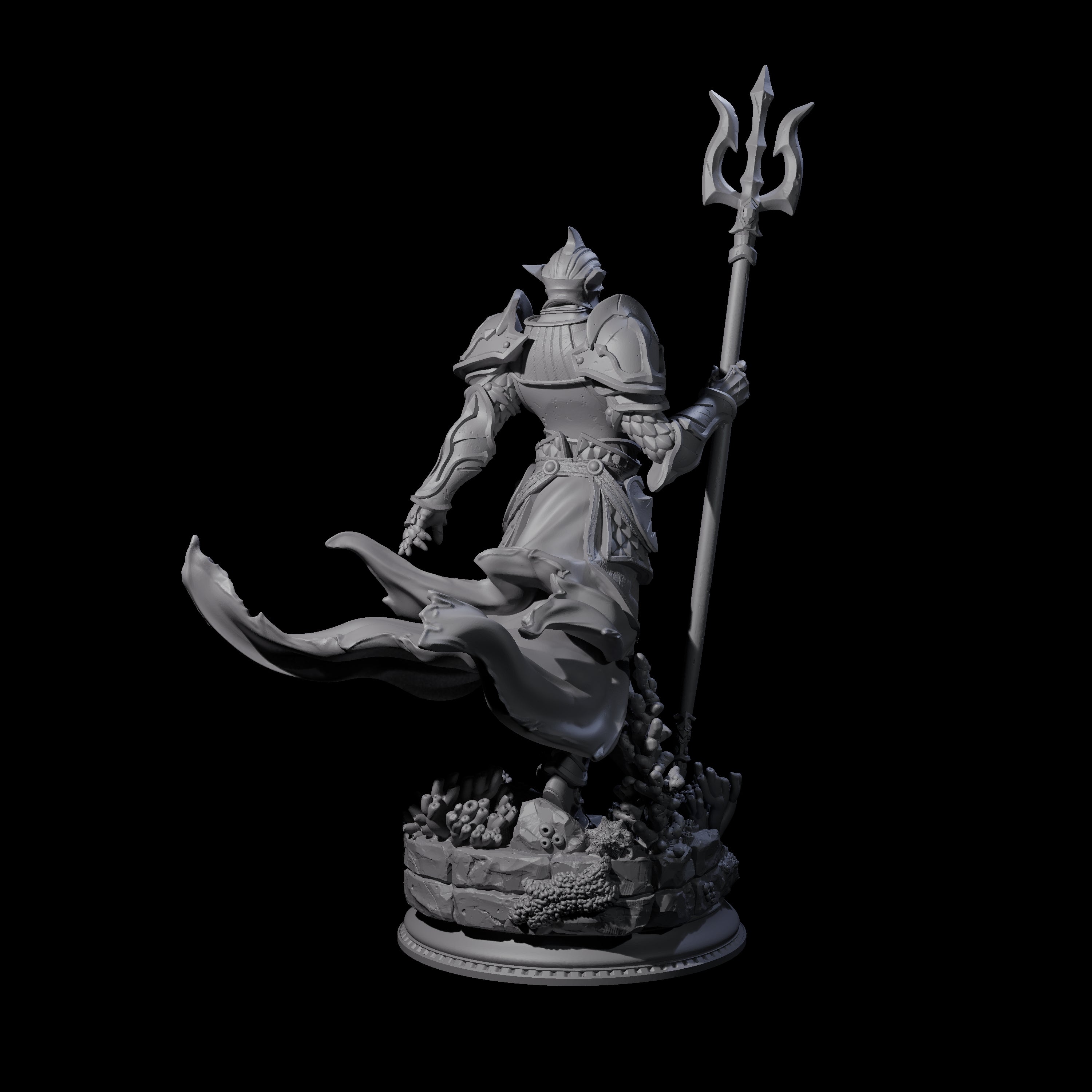 Trident Wielding Ocean Warrior Miniature for Dungeons and Dragons, Pathfinder or other TTRPGs