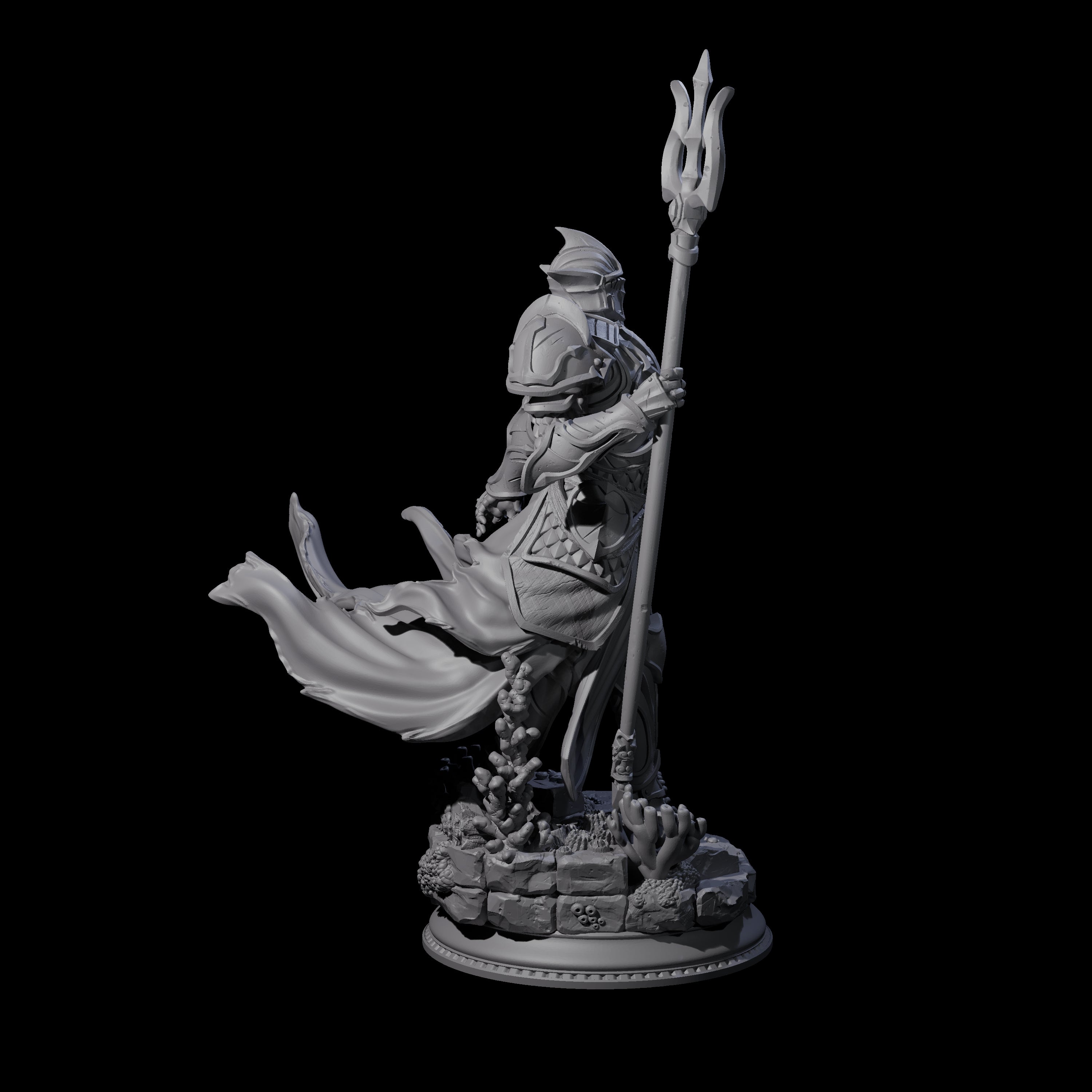 Trident Wielding Ocean Warrior Miniature for Dungeons and Dragons, Pathfinder or other TTRPGs