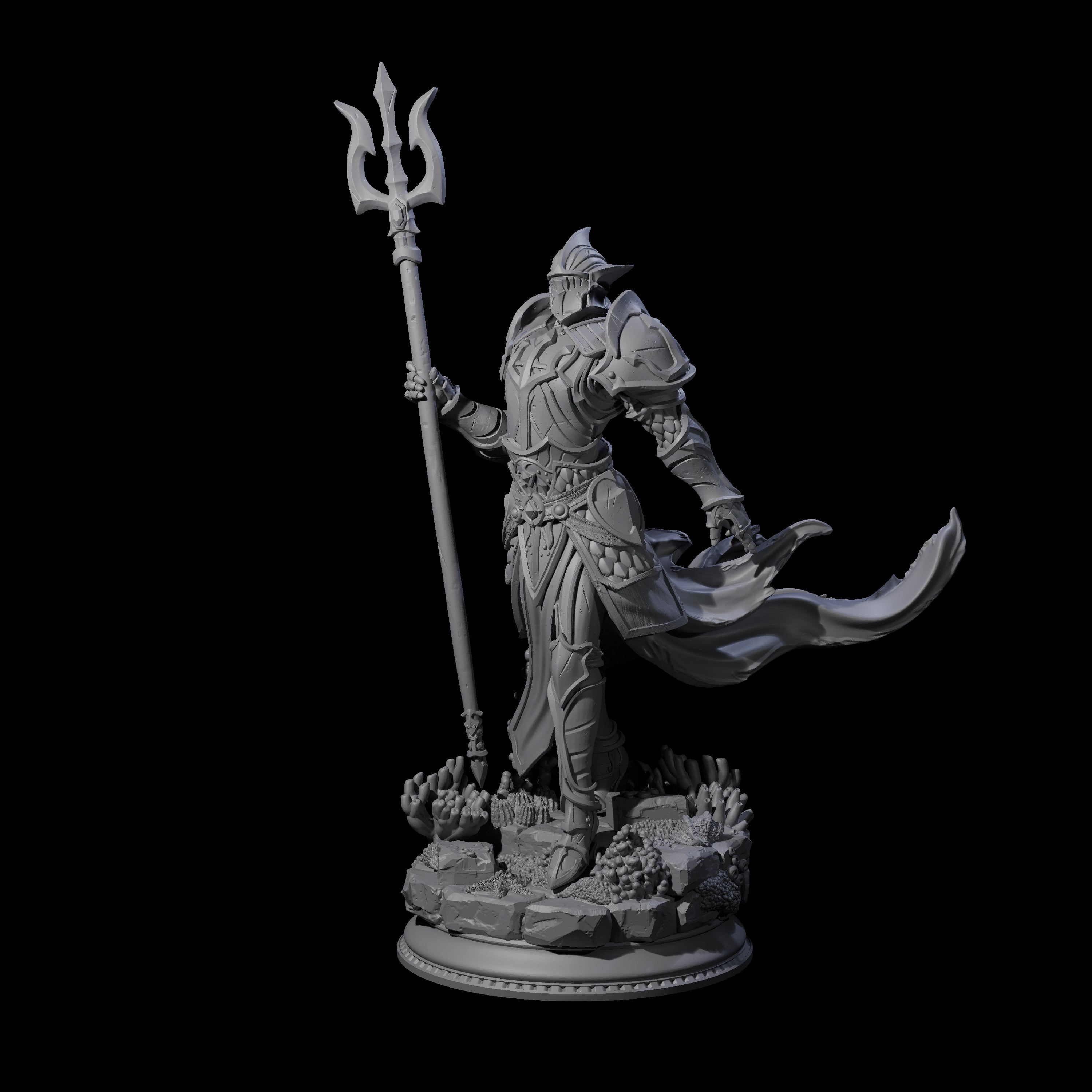 Trident Wielding Ocean Warrior Miniature for Dungeons and Dragons, Pathfinder or other TTRPGs