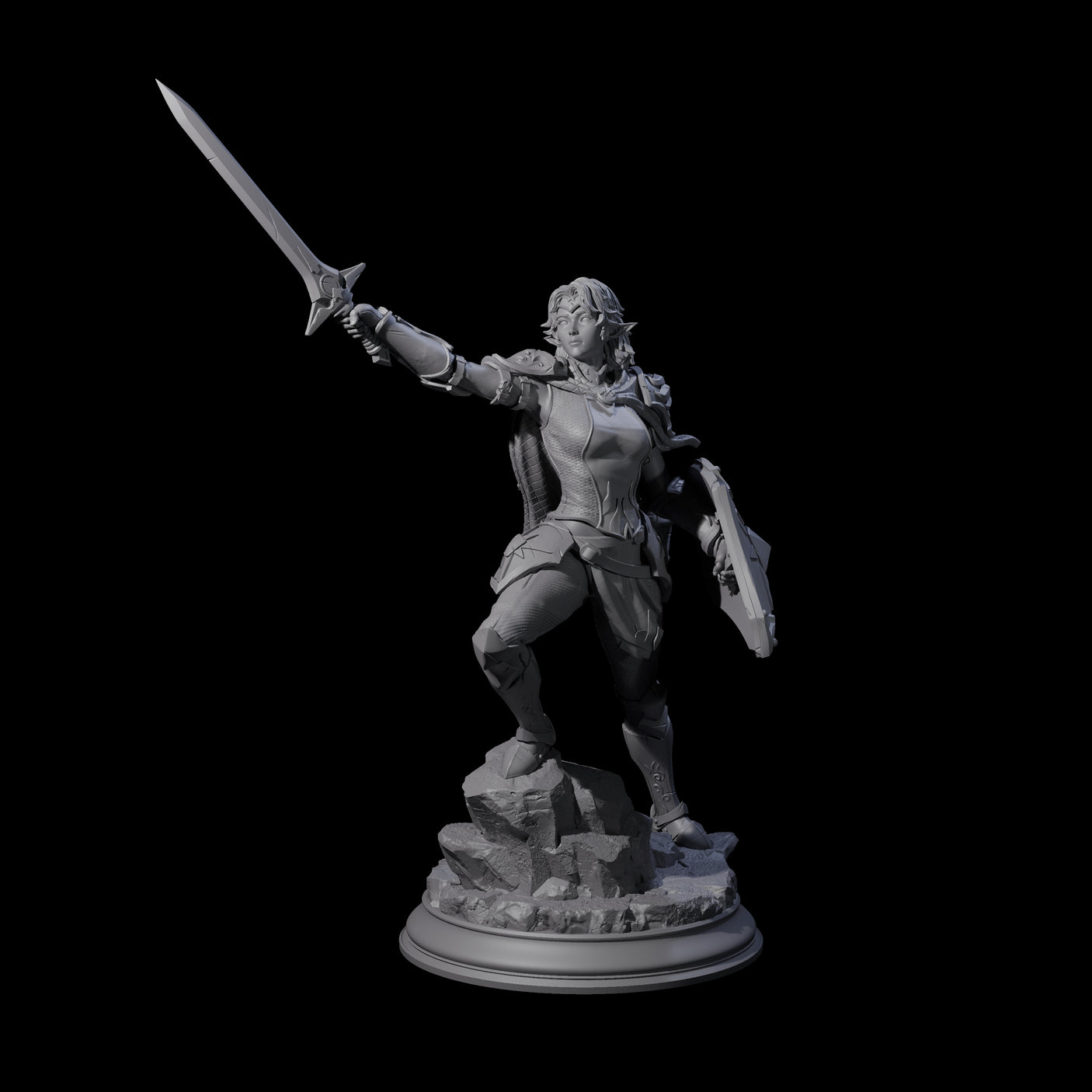 Triumphant Elf Warrior Miniature for Dungeons and Dragons, Pathfinder or other TTRPGs
