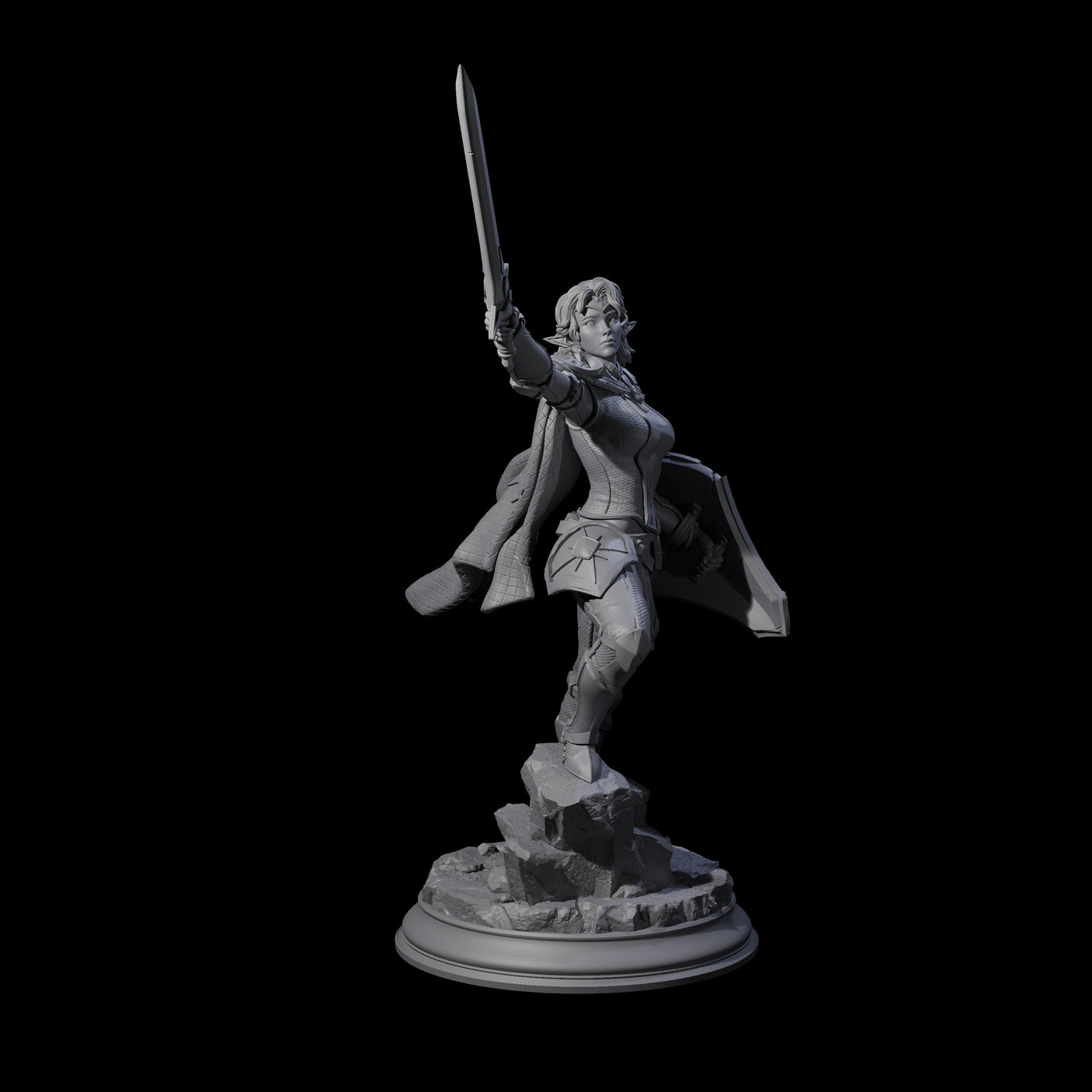Triumphant Elf Warrior Miniature for Dungeons and Dragons, Pathfinder or other TTRPGs