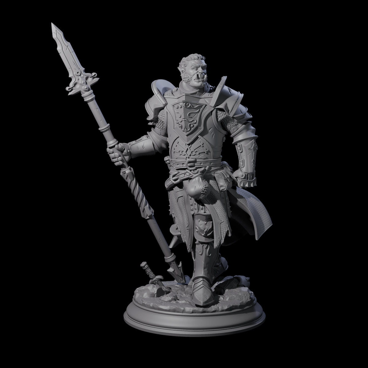 Triumphant Half Orc Paladin Miniature for Dungeons and Dragons, Pathfinder or other TTRPGs