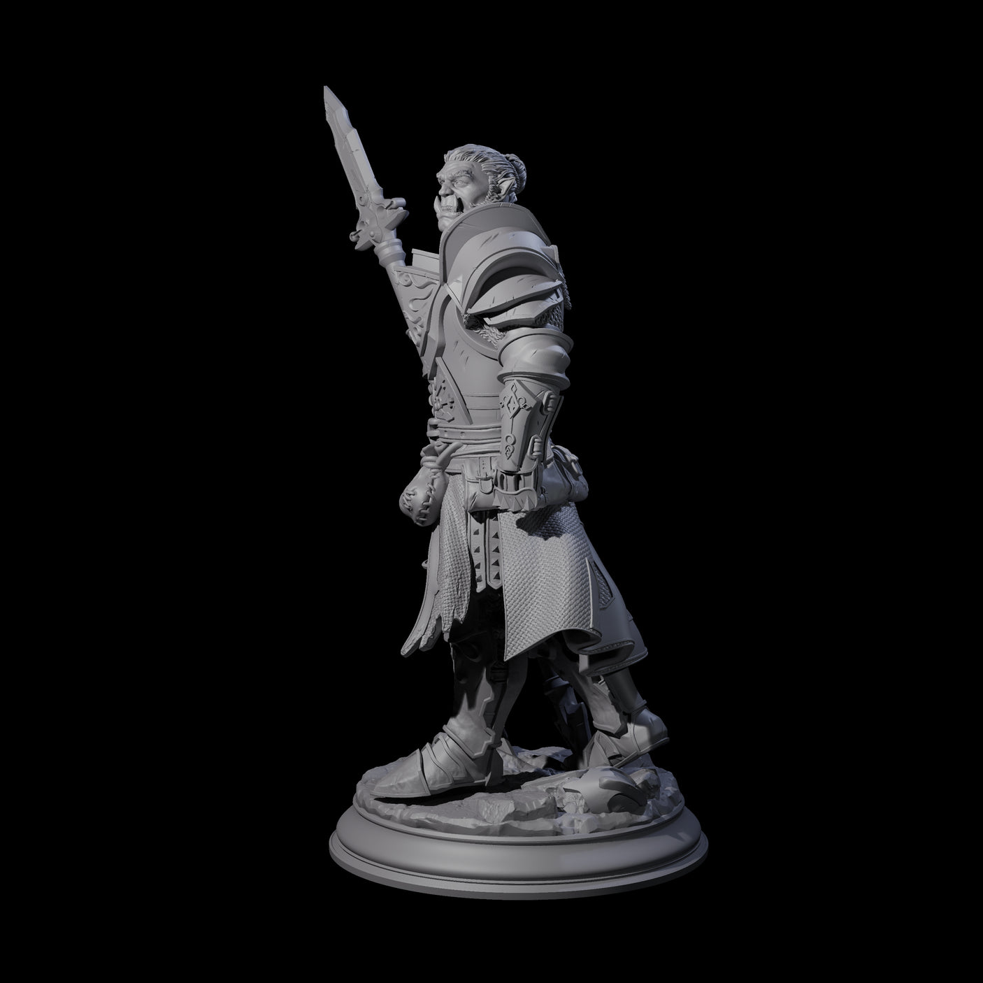 Triumphant Half Orc Paladin Miniature for Dungeons and Dragons, Pathfinder or other TTRPGs