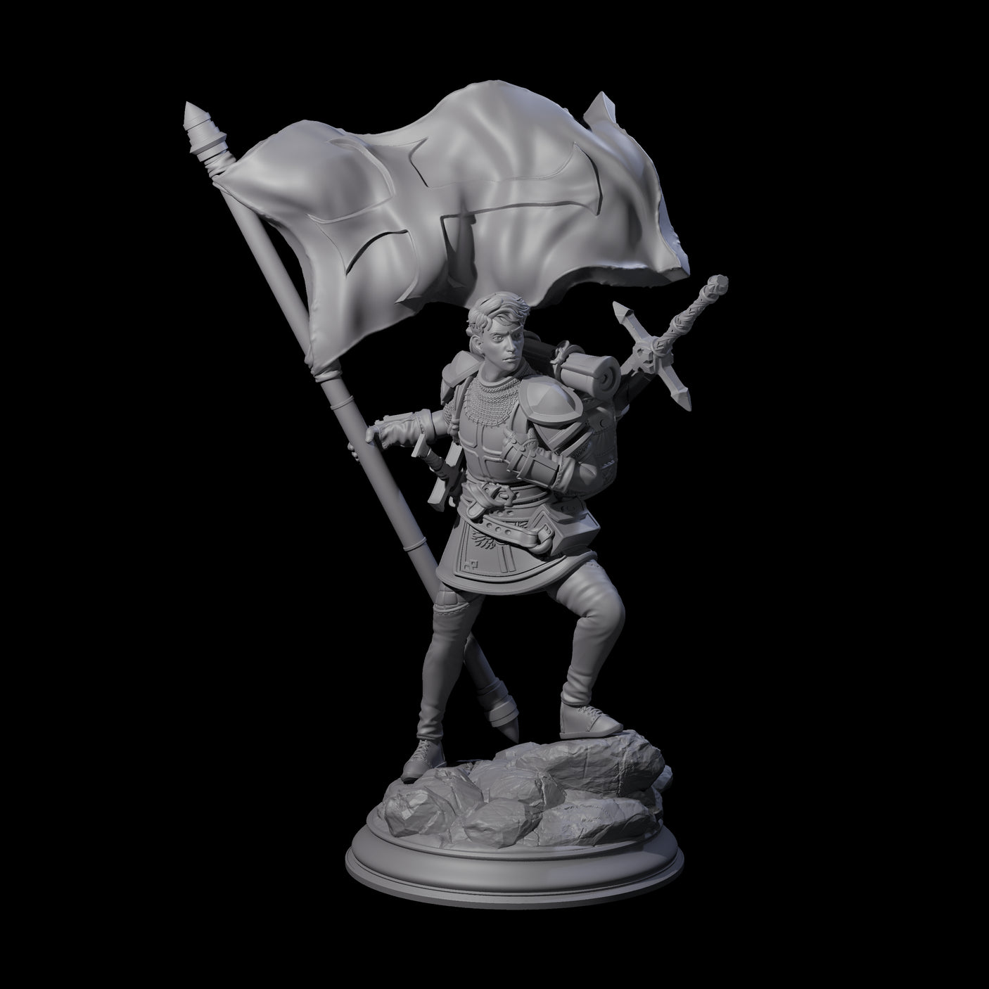Triumphant Human Standard Bearer Miniature for Dungeons and Dragons, Pathfinder or other TTRPGs